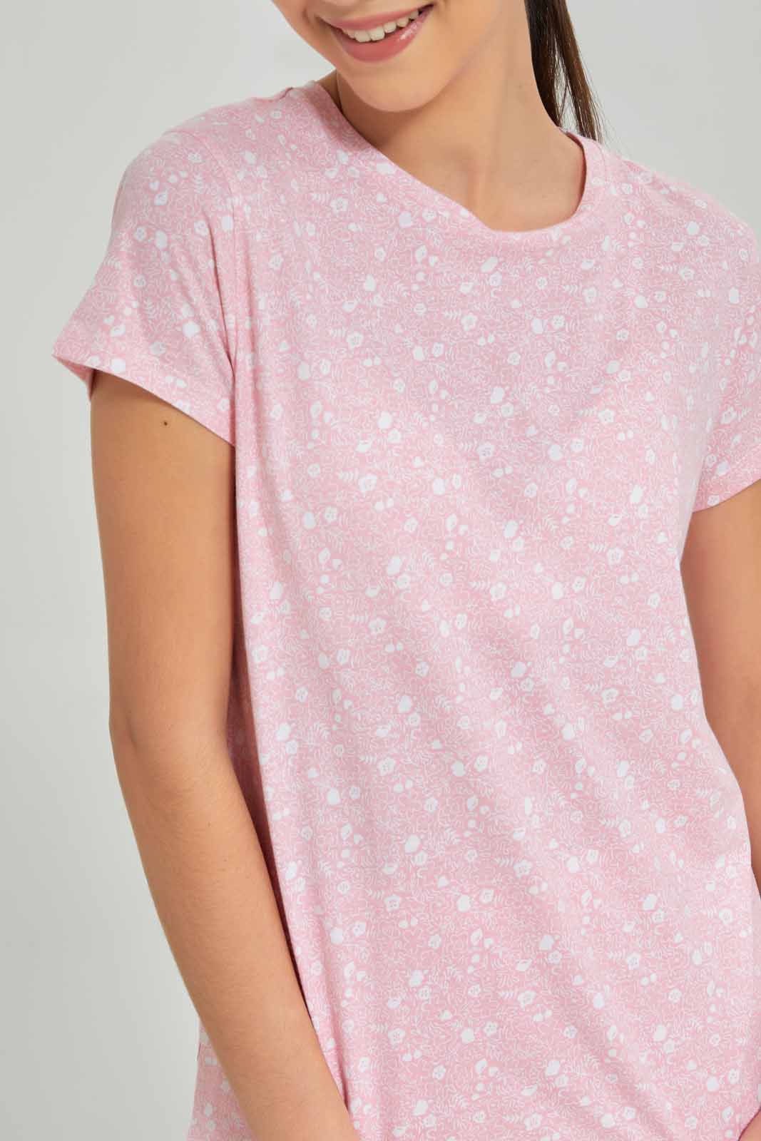 Redtag-Girls-Pink-Ditsy-Print-Pajama-Sets-Category:Pyjama-Sets,-Colour:Apricot,-Deals:New-In,-Dept:Girls,-Filter:Senior-Girls-(8-to-14-Yrs),-GSR-Pyjama-Sets,-New-In-GSR-APL,-Non-Sale,-S23A,-Section:Girls-(0-to-14Yrs)-Senior-Girls-9 to 14 Years