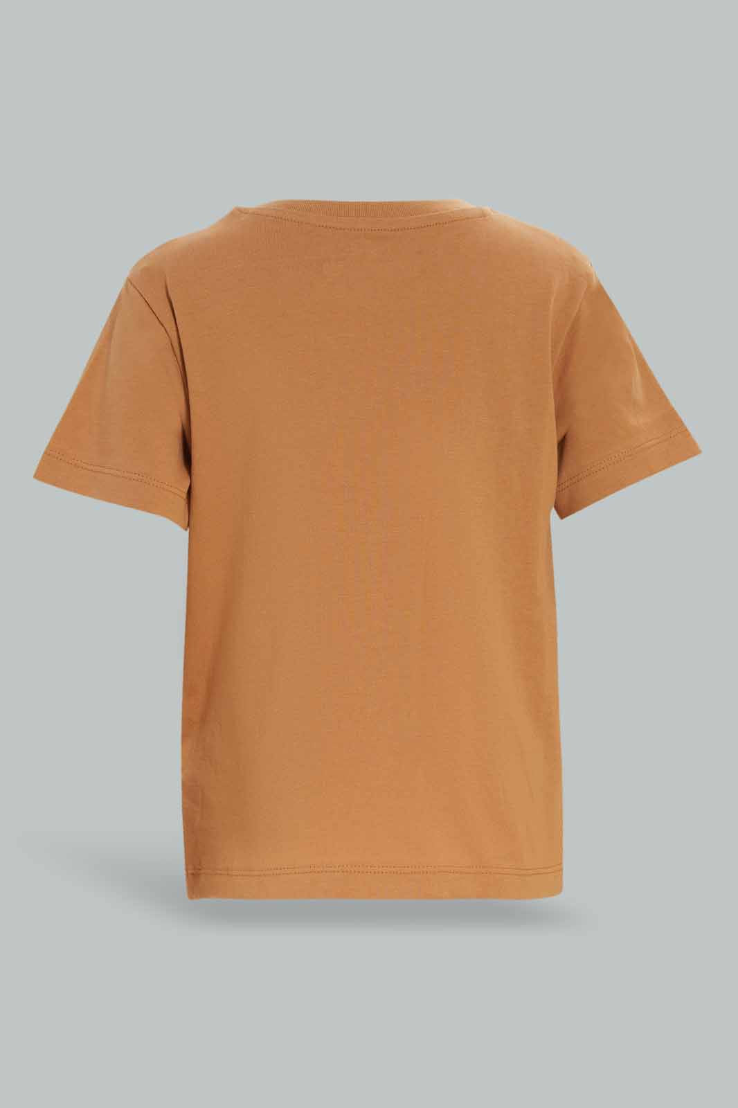 Redtag-Boys-2-Pack-Brown-Lion-And-Whiteaop-Short-Slv-Tshirt-Category:T-Shirts,-Colour:Brown,-Deals:New-In,-Dept:Boys,-Filter:Infant-Boys-(3-to-24-Mths),-INB-T-Shirts,-New-In-INB-APL,-Non-Sale,-S23A,-Section:Boys-(0-to-14Yrs)-Infant-Boys-3 to 24 Months