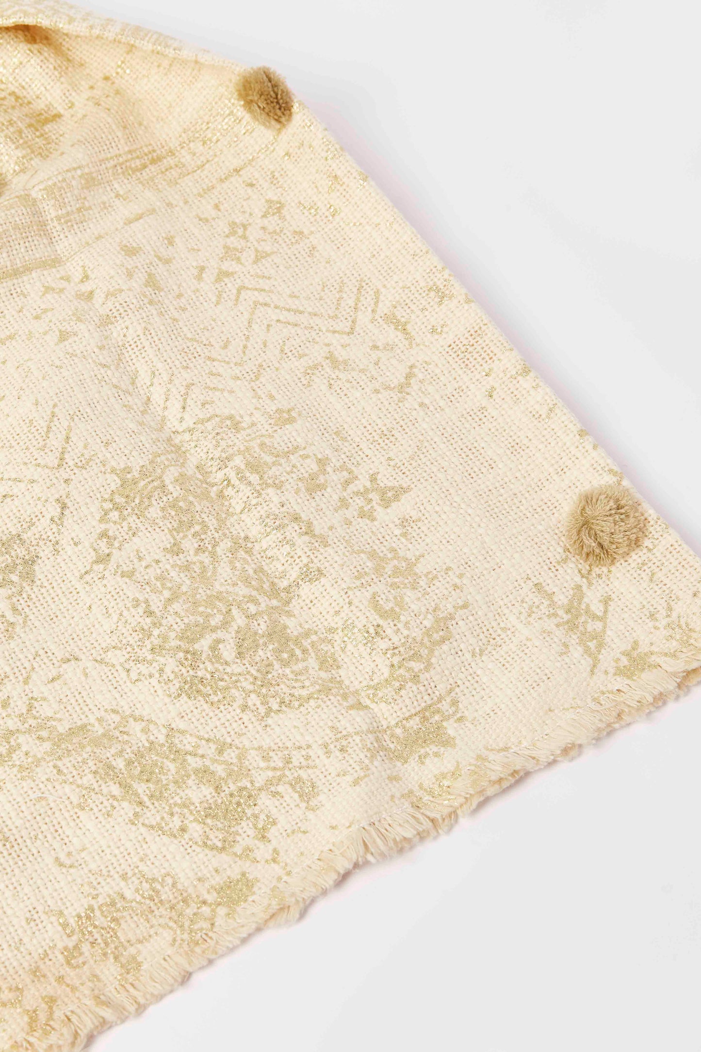Redtag-Natural/Gold-Foil-Print-Throw-With-Fringes-Category:Throws,-Colour:Gold,-Deals:New-In,-Dept:Home,-Filter:Home-Bedroom,-HMW-BED-Throws,-New-In-HMW-BED,-Non-Sale,-S23A,-Section:Homewares-Home-Bedroom-