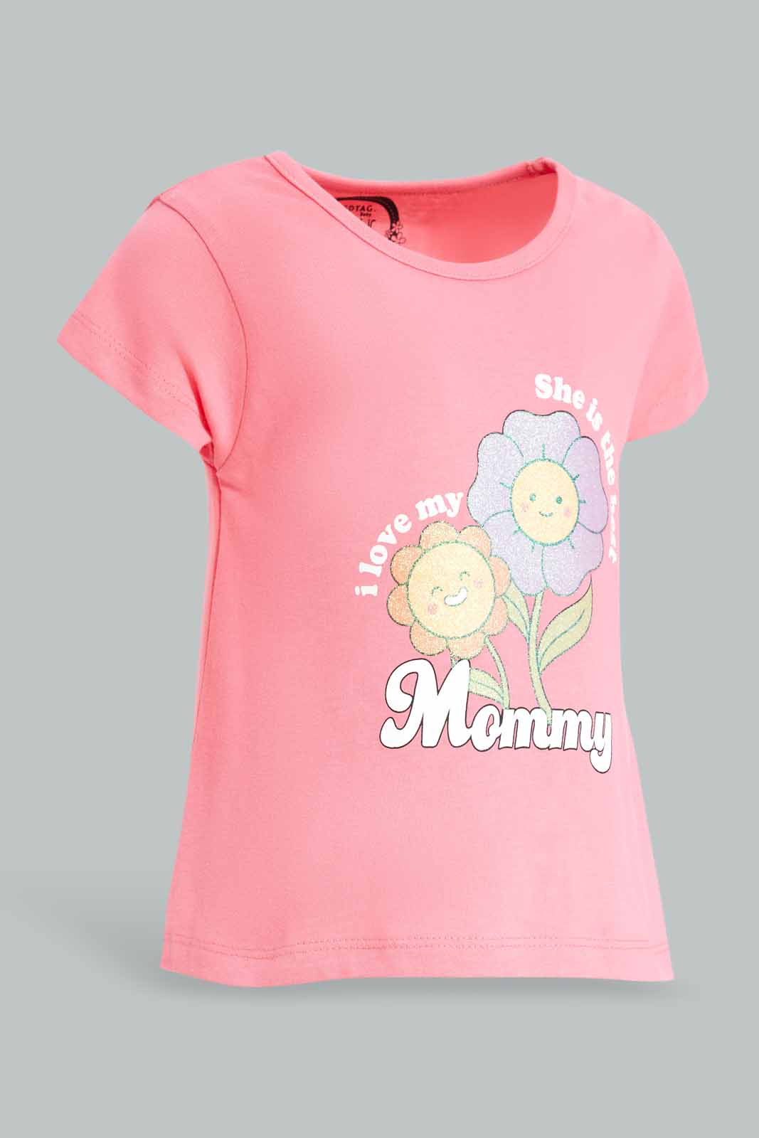 Redtag-Girls-Pink-Mummy-Print-T-Shirt-Category:T-Shirts,-Colour:Apricot,-Deals:New-In,-Dept:Girls,-Filter:Infant-Girls-(3-to-24-Mths),-ING-T-Shirts,-New-In-ING-APL,-Non-Sale,-S23A,-Section:Girls-(0-to-14Yrs),-TBL-Infant-Girls-