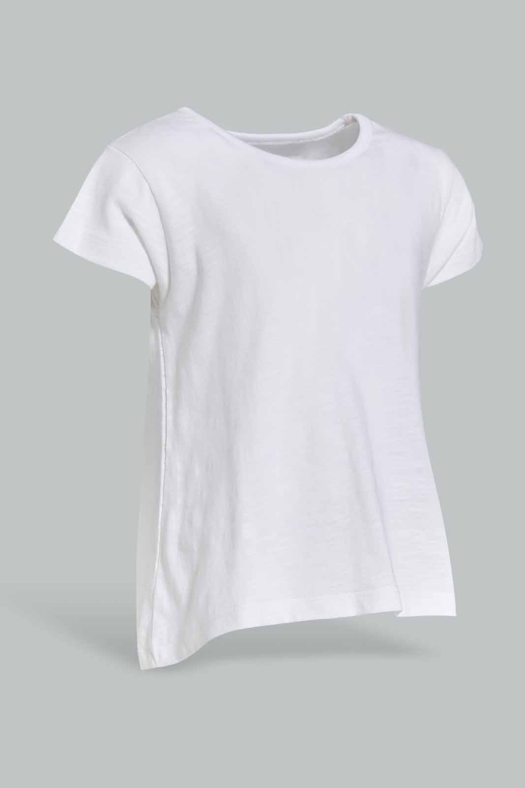 Redtag-Girls-White-Slub-T-Shirt-Category:T-Shirts,-Colour:White,-Deals:New-In,-Dept:Girls,-Filter:Infant-Girls-(3-to-24-Mths),-ING-T-Shirts,-New-In-ING-APL,-Non-Sale,-S23A,-Section:Girls-(0-to-14Yrs),-TBL-Infant-Girls-