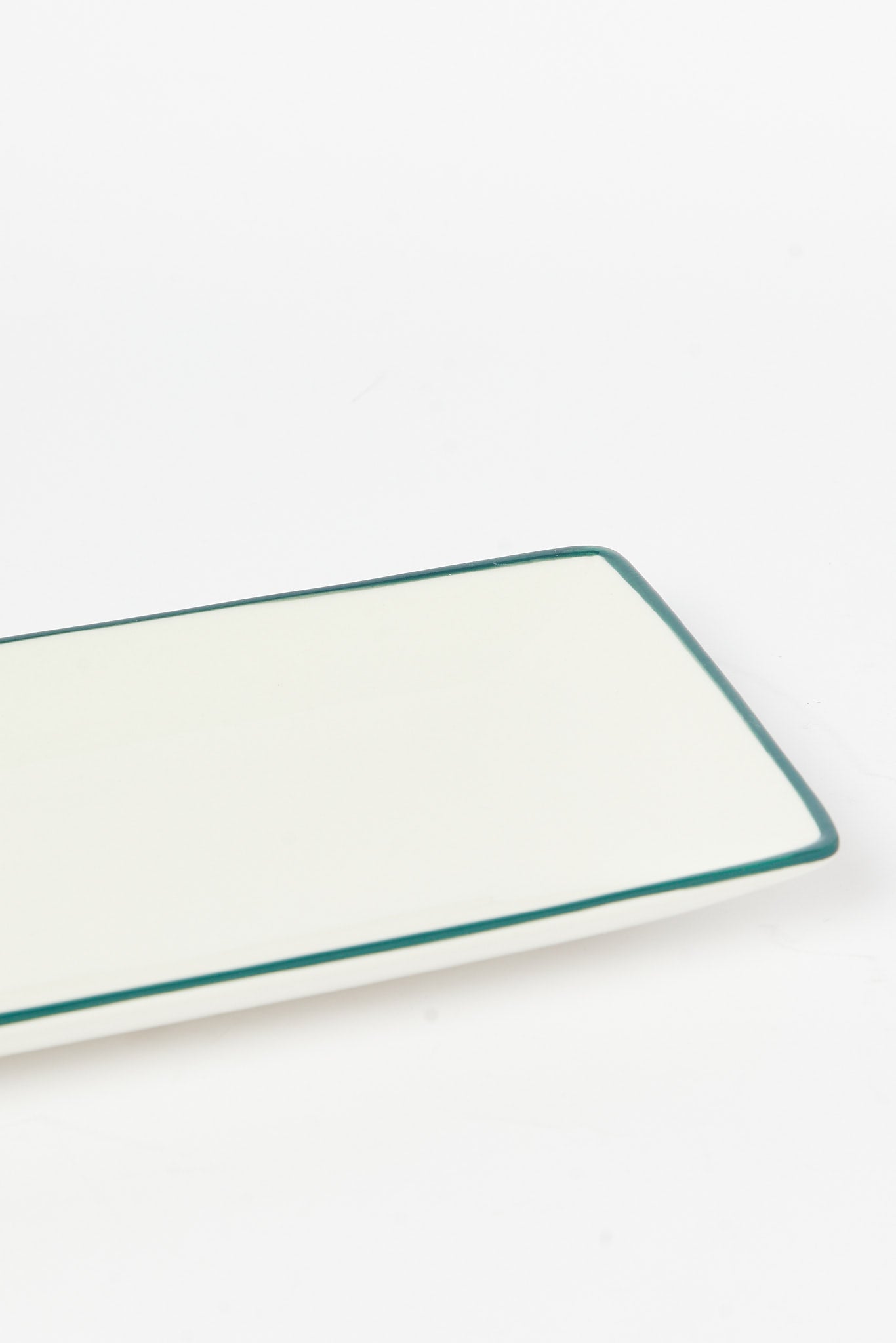 Redtag-White-Porcelain-Embossed-Rectangle-Platter-With-Teal-Border-Category:Plates,-Colour:White,-Deals:New-In,-Dept:Home,-Filter:Home-Dining,-H1:HMW,-H2:DIN,-H3:SEW,-H4:SSI,-HMW-DIN-Serveware,-New-In-HMW-DIN,-Non-Sale,-S23B,-Season:S23B,-Section:Homewares-Home-Dining-