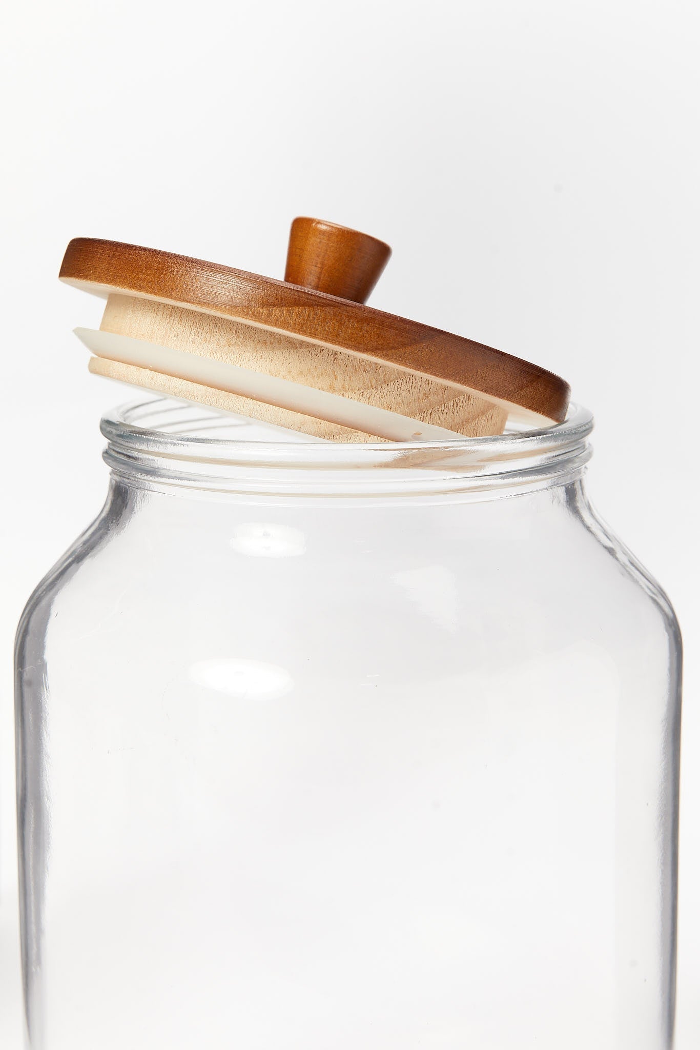 Redtag-Clear-Glass-Canister-With-Wooden-Lid-(Large)-Category:Bakeware,-Colour:White,-Deals:New-In,-Filter:Home-Dining,-HMW-DIN-Storage,-New-In-HMW-DIN,-Non-Sale,-S23B,-Section:Homewares-Home-Dining-