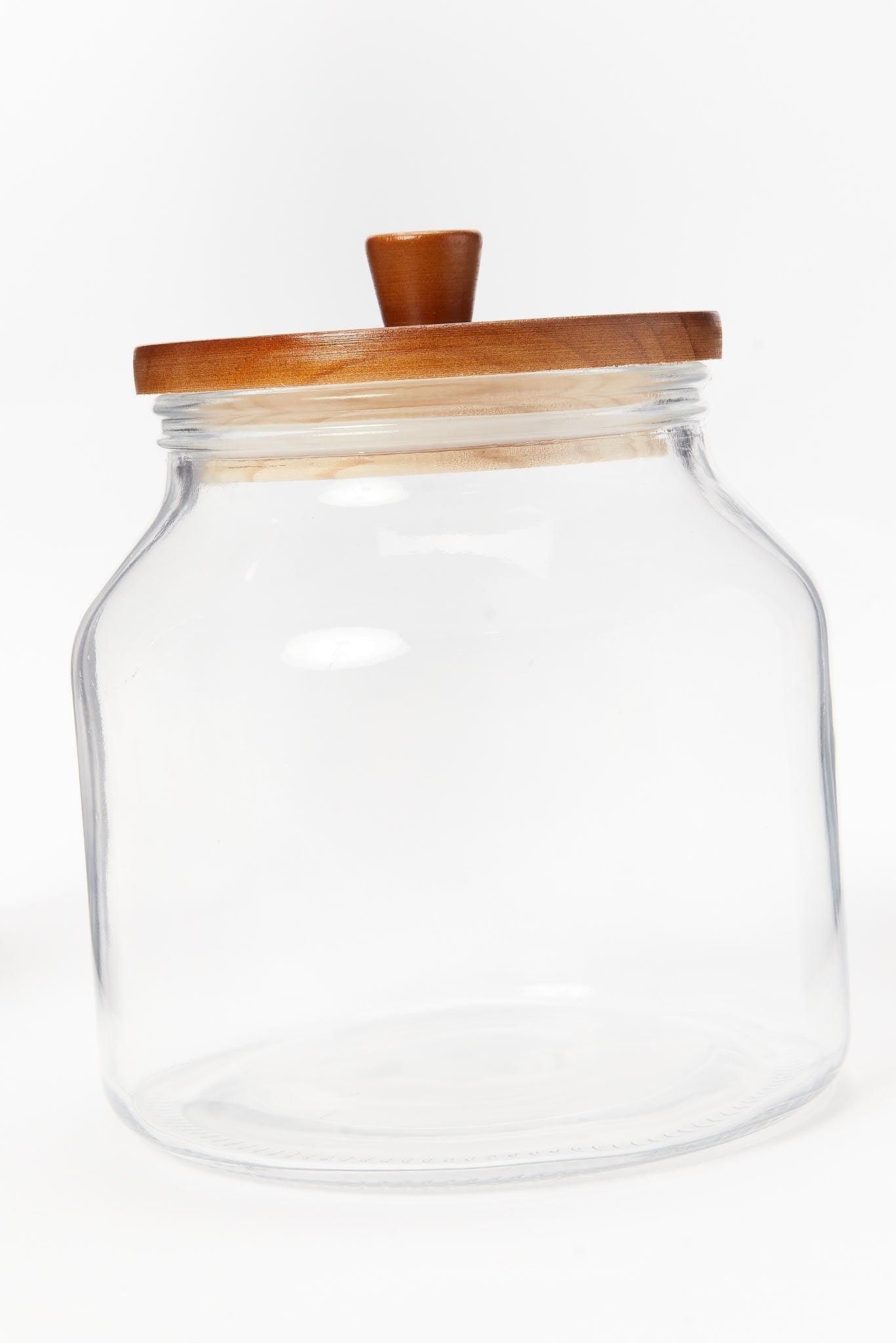 Redtag-Clear-Glass-Canister-With-Wooden-Lid-(Medium)-Category:Bakeware,-Colour:White,-Deals:New-In,-Filter:Home-Dining,-HMW-DIN-Storage,-New-In-HMW-DIN,-Non-Sale,-S23B,-Section:Homewares-Home-Dining-