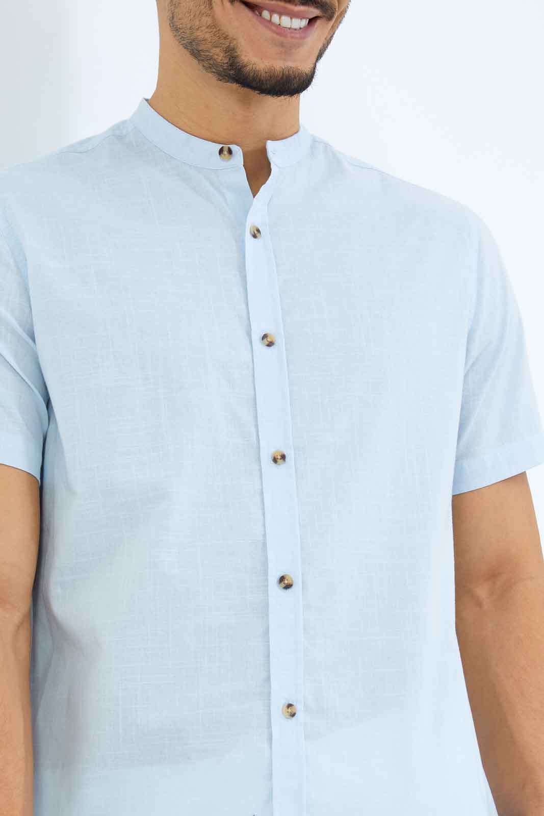 Redtag-Men-Sky-Blue-Cotton-Kurta-Shirt-Category:Shirts,-Colour:Sky-Blue,-Deals:New-In,-Dept:Menswear,-Filter:Men's-Clothing,-Men-Shirts,-New-In-Men-APL,-Non-Sale,-S23B,-Section:Men-Men's-