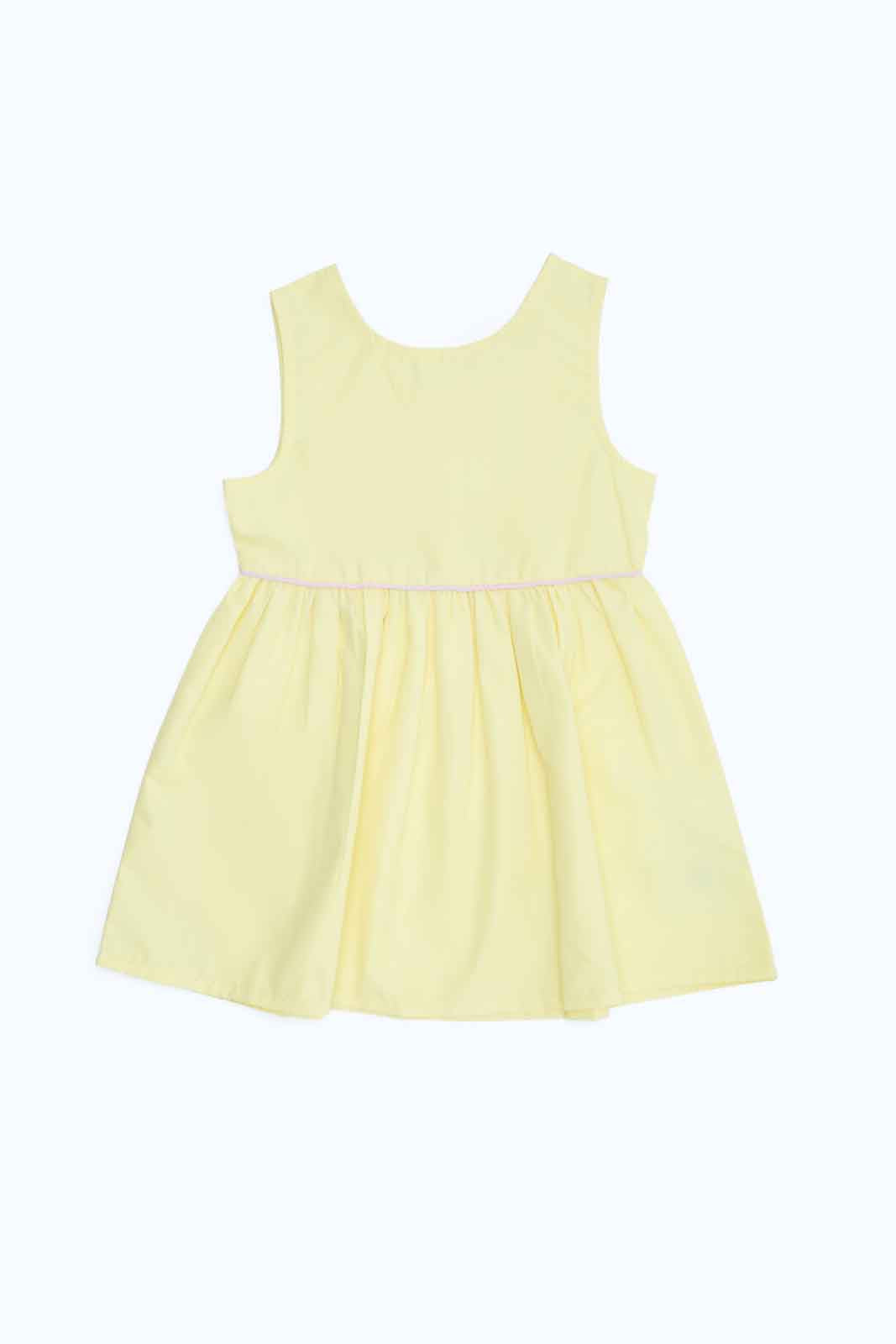 Redtag-Girls-Yellow-Solid-Dress-Category:Dresses,-Colour:Yellow,-Deals:New-In,-Dept:Girls,-Filter:Infant-Girls-(3-to-24-Mths),-ING-Dresses,-New-In-ING-APL,-Non-Sale,-S23B,-Section:Girls-(0-to-14Yrs),-VLM-Infant-Girls-3 to 24 Months