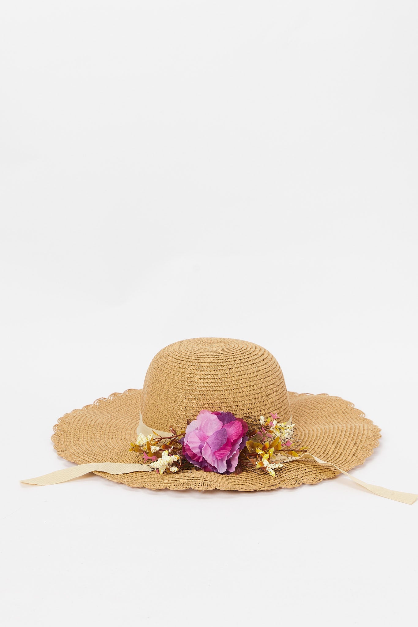 Redtag-Beige-Floral-Embellished-Hat-Category:Caps-&-Hats,-Colour:Beige,-Deals:New-In,-Dept:Ladieswear,-Filter:Women's-Accessories,-H1:ACC,-H2:LAD,-H3:LAA,-H4:FAA,-New-In,-New-In-Women-ACC,-Non-Sale,-S23A,-Season:S23B,-Section:Women,-Style:HATS,-Women-Caps-&-Hats-Women-