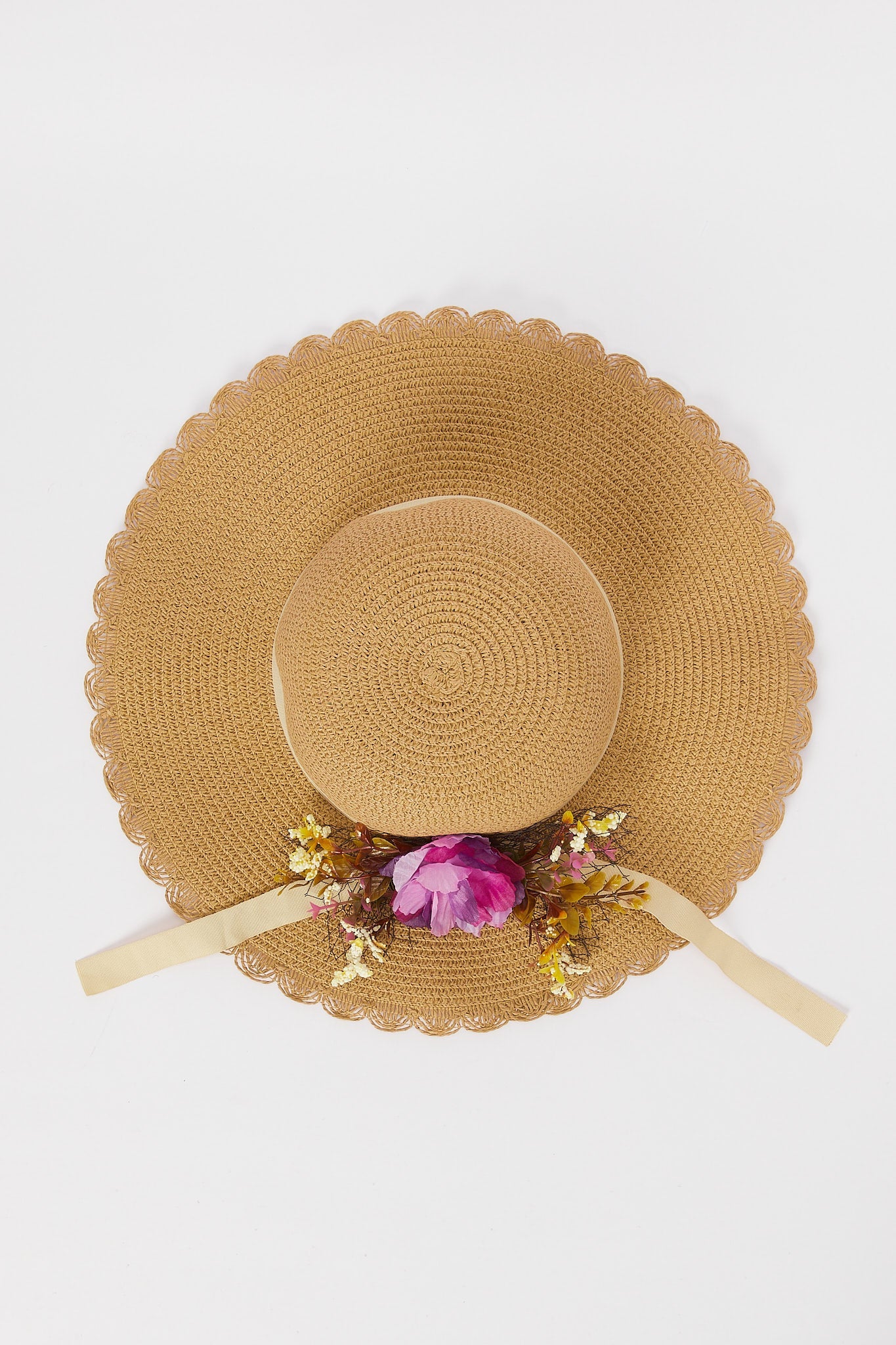 Redtag-Beige-Floral-Embellished-Hat-Category:Caps-&-Hats,-Colour:Beige,-Deals:New-In,-Dept:Ladieswear,-Filter:Women's-Accessories,-H1:ACC,-H2:LAD,-H3:LAA,-H4:FAA,-New-In,-New-In-Women-ACC,-Non-Sale,-S23A,-Season:S23B,-Section:Women,-Style:HATS,-Women-Caps-&-Hats-Women-