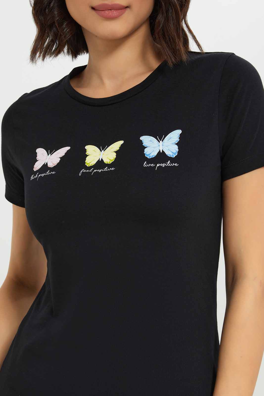 Redtag-Women-Graphic-Front-Print-T-Shirt-Category:T-Shirts,-Colour:Black,-Deals:New-In,-Dept:Ladieswear,-Filter:Women's-Clothing,-New-In-Women-APL,-Non-Sale,-S23A,-Section:Women,-Women-T-Shirts-Women's-