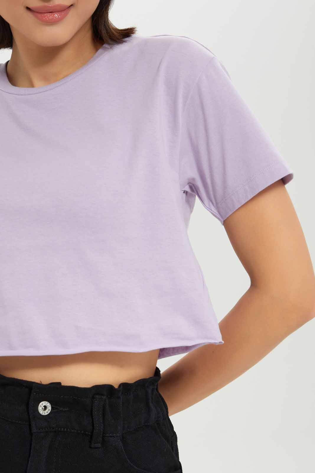 Redtag-Women-Lilac-Boxy-Cropped-Tee-Category:T-Shirts,-Colour:Lilac,-Deals:New-In,-Dept:Ladieswear,-Filter:Women's-Clothing,-KSH,-New-In-Women-APL,-Non-Sale,-S23A,-Section:Women,-Women-T-Shirts-Women's-