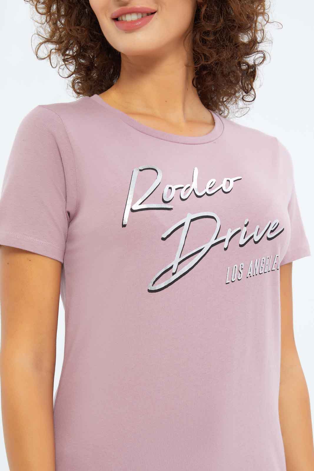 Redtag-Women-Mauve-Photographic-Print-T-Shirt-Category:T-Shirts,-Colour:Mauve,-Deals:New-In,-Dept:Ladieswear,-Filter:Women's-Clothing,-New-In-Women-APL,-Non-Sale,-S23A,-Section:Women,-TBL,-Women-T-Shirts-Women's-