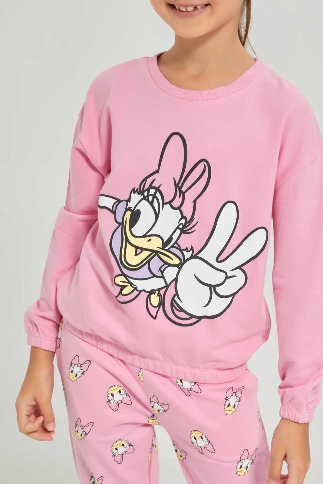 Redtag-Girls-Pink-Daisy-Sweatshirt-Category:Sweatshirts,-Colour:Apricot,-Deals:New-In,-Dept:Girls,-Filter:Girls-(2-to-8-Yrs),-GIR-Sweatshirts,-New-In-GIR-APL,-Non-Sale,-S23A,-Section:Girls-(0-to-14Yrs),-TBL-Girls-2 to 8 Years