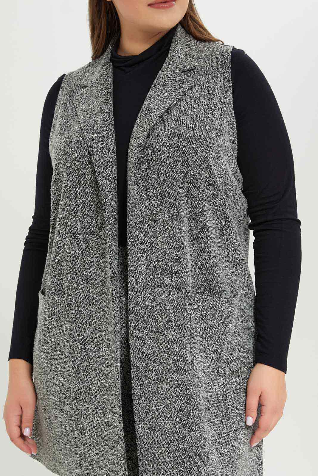 Redtag-Women-Grey-Jacquard-Collar-Long-Jacket-Category:Jackets,-Colour:Assorted,-Deals:New-In,-Dept:Ladieswear,-Filter:Plus-Size,-LDP-Jackets,-New-In-LDP-APL,-Non-Sale,-S23A,-Section:Women-Women's-