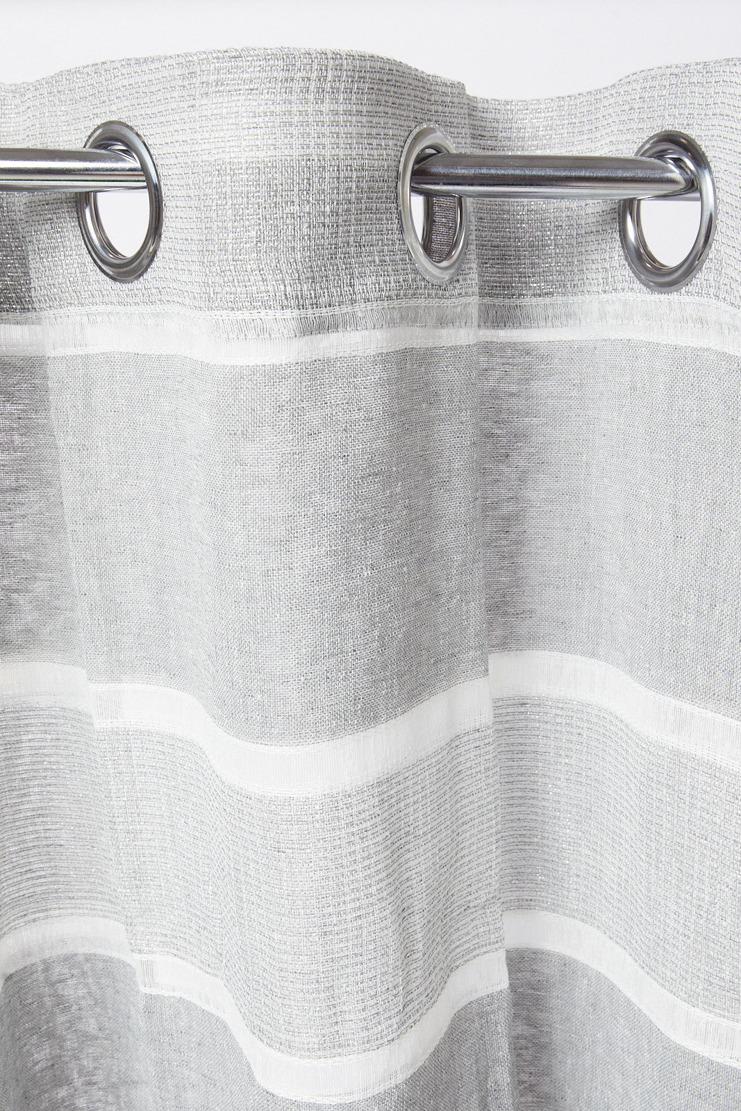 Grey Striped Sheer Curtains