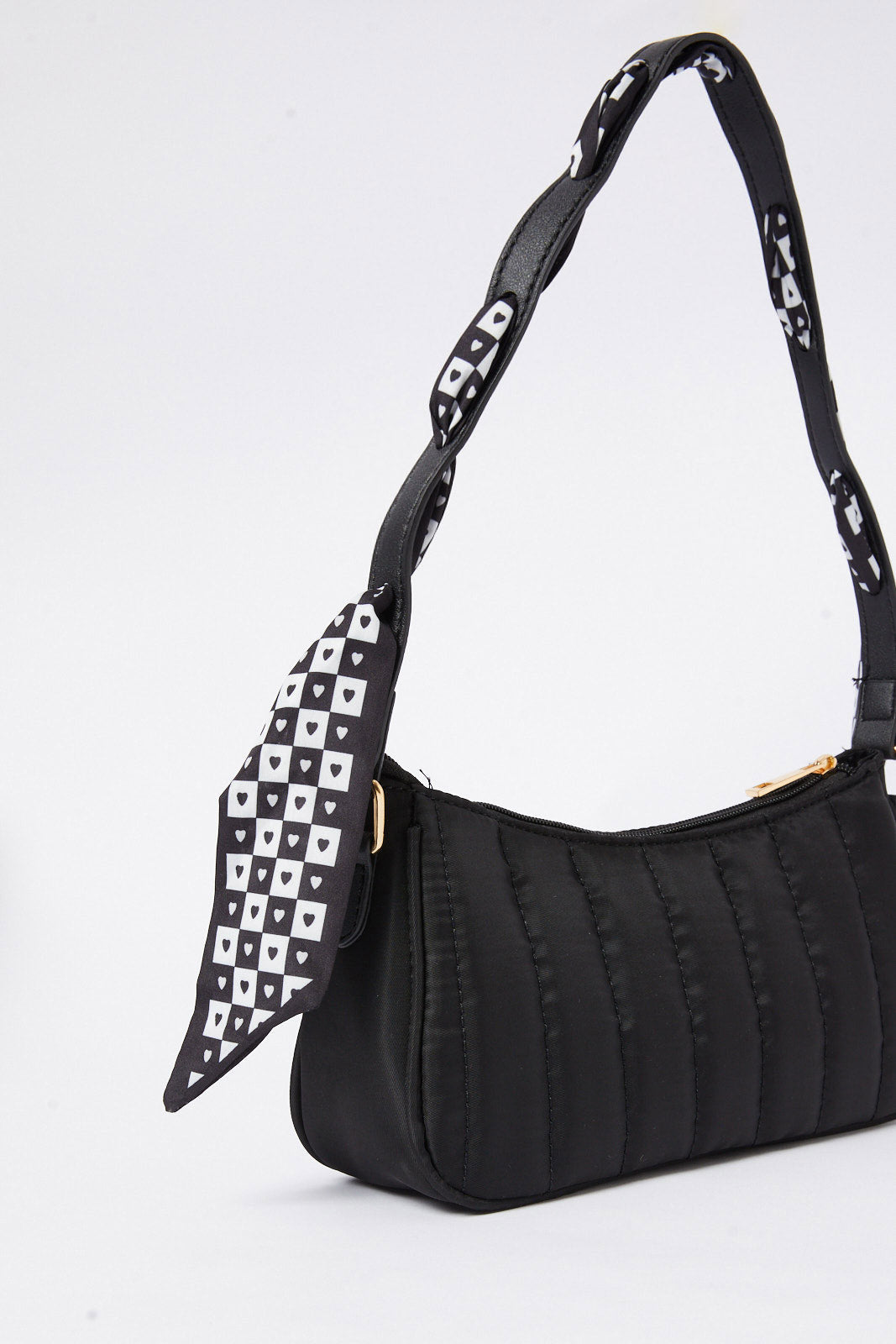 Redtag-Black-Embellished-Baguette-Bag-With-Scarf-Category:Bags,-Colour:Black,-Deals:New-In,-Dept:Ladieswear,-Filter:Women's-Accessories,-New-In,-New-In-Women-ACC,-Non-Sale,-S23A,-Section:Women,-Women-Bags-Women-
