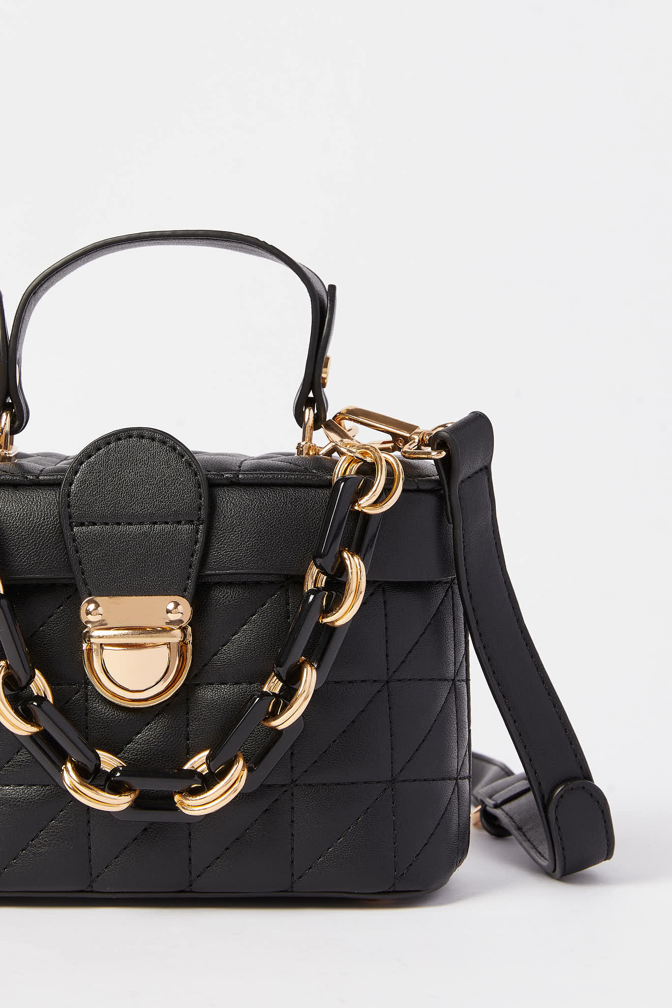 Redtag-Quilted-Box-Bag-Category:Bags,-Colour:Black,-Dept:Ladieswear,-Filter:Women's-Accessories,-New-In,-New-In-Women-ACC,-Non-Sale,-S23A,-Section:Women,-Women-Bags-Women-
