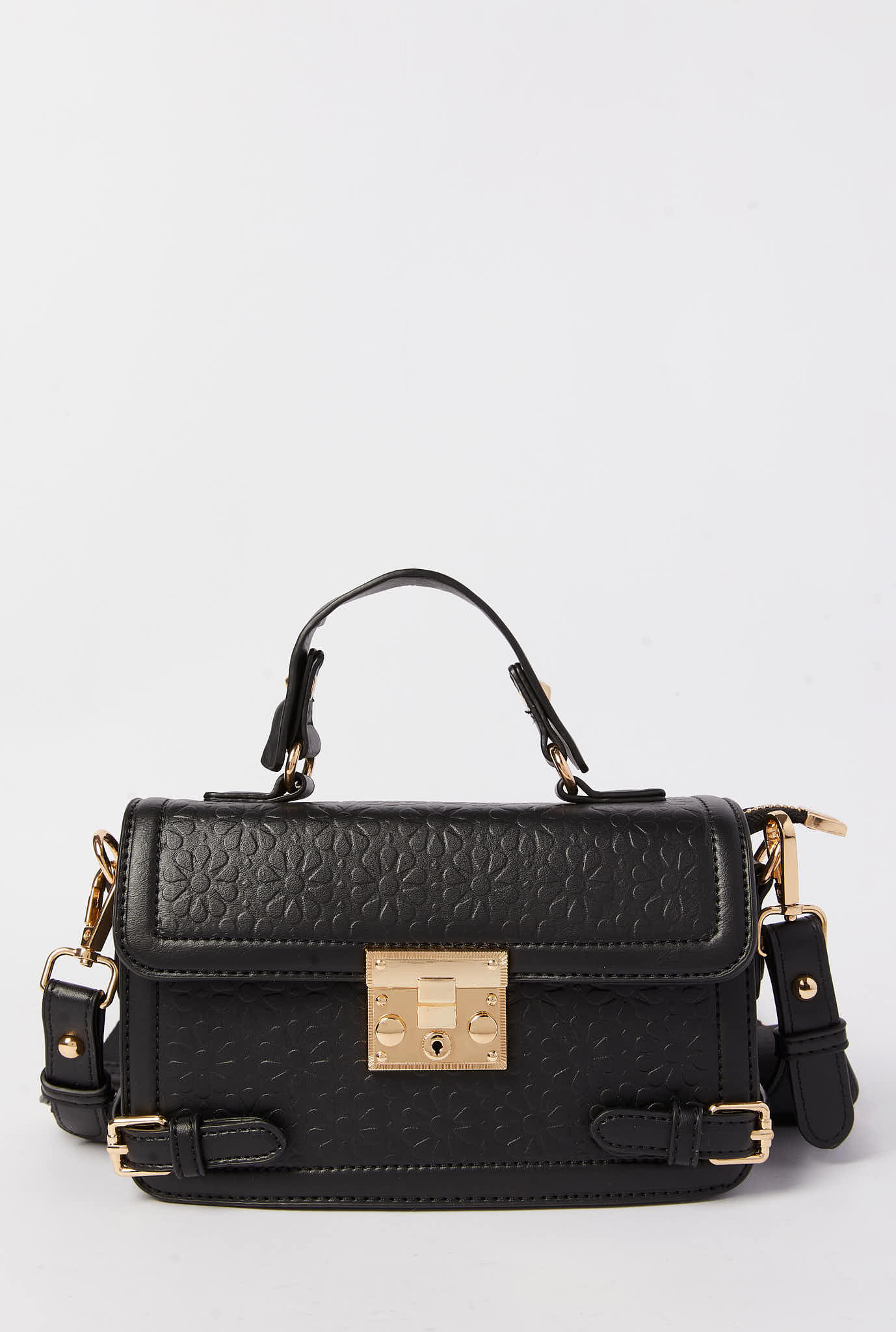 Redtag-Black-Embossed-Cross-Body-Bag-Category:Bags,-Colour:Black,-Dept:Ladieswear,-Filter:Women's-Accessories,-New-In,-New-In-Women-ACC,-Non-Sale,-S23A,-Section:Women,-Women-Bags-Women-