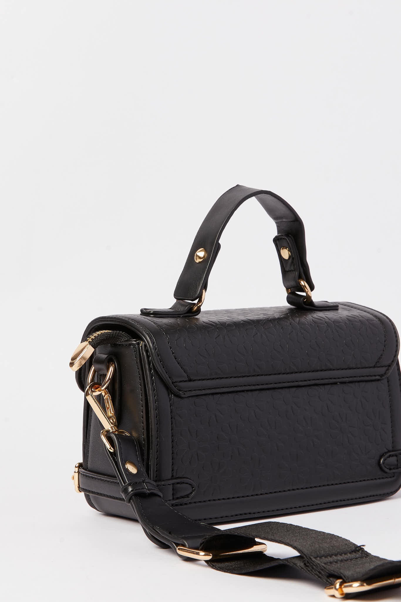 Redtag-Black-Embossed-Cross-Body-Bag-Category:Bags,-Colour:Black,-Dept:Ladieswear,-Filter:Women's-Accessories,-New-In,-New-In-Women-ACC,-Non-Sale,-S23A,-Section:Women,-Women-Bags-Women-