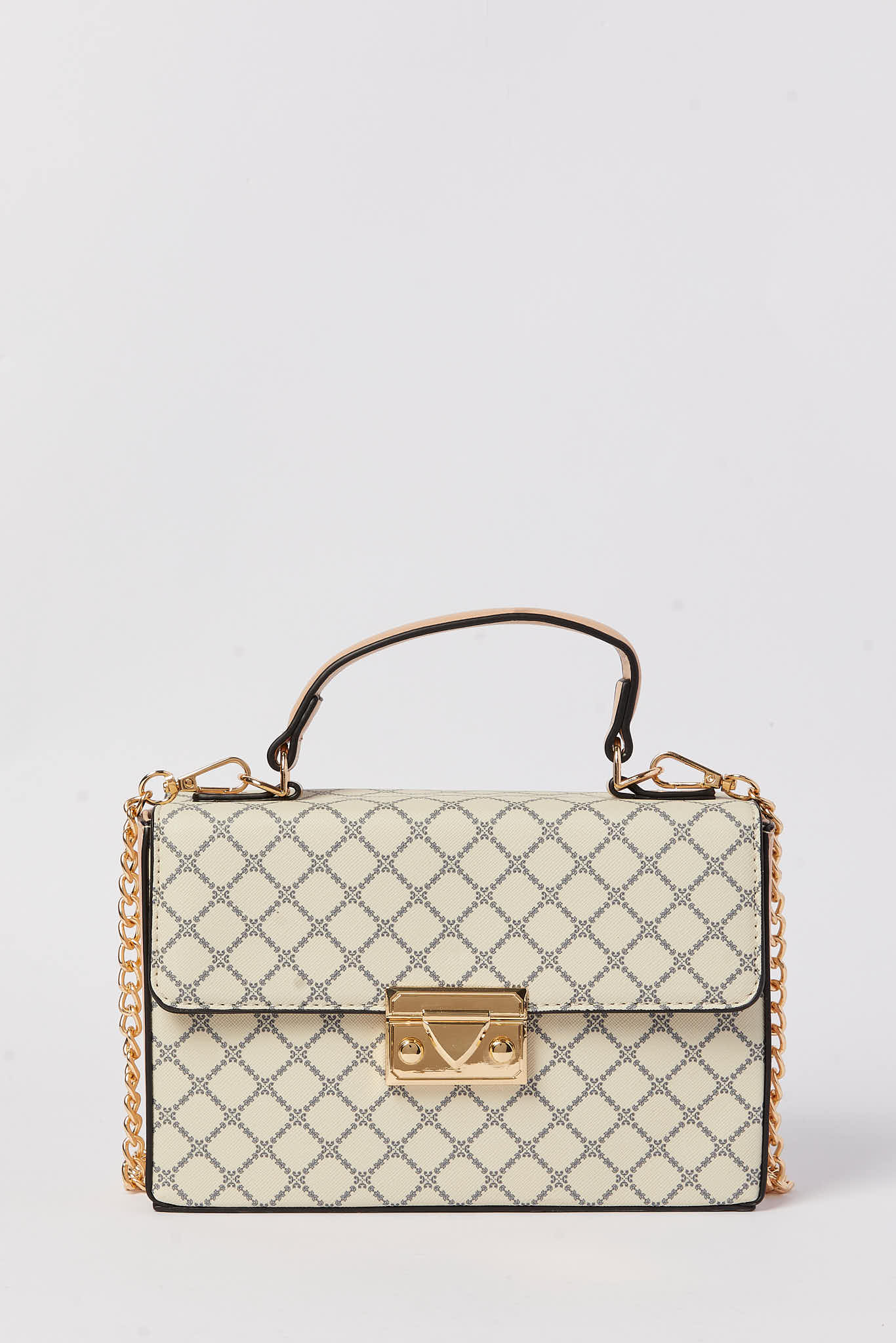 Redtag-Beige-Monogram-Cross-Body-Bag-Category:Bags,-Colour:Beige,-Dept:Ladieswear,-Filter:Women's-Accessories,-New-In,-New-In-Women-ACC,-Non-Sale,-S23A,-Section:Women,-Women-Bags-Women-