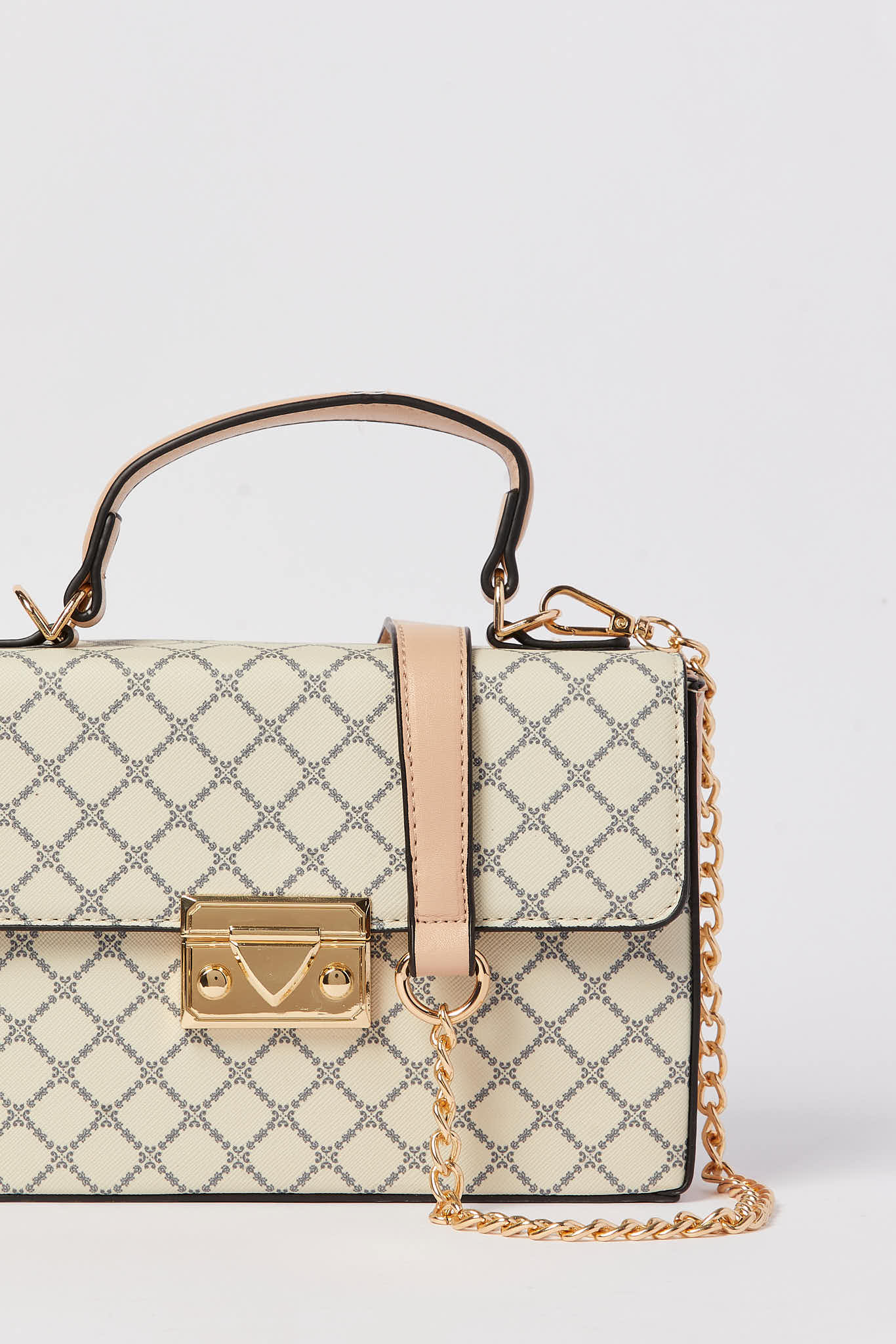 Redtag-Beige-Monogram-Cross-Body-Bag-Category:Bags,-Colour:Beige,-Dept:Ladieswear,-Filter:Women's-Accessories,-New-In,-New-In-Women-ACC,-Non-Sale,-S23A,-Section:Women,-Women-Bags-Women-