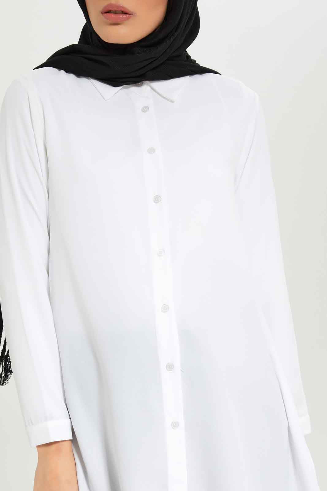 Redtag-Women-Ivory-Long-Length-Collared-A-Line-Tunic-Shirt-Category:Blouses,-Colour:Ivory,-Deals:New-In,-Dept:Ladieswear,-Filter:Women's-Clothing,-LMC,-New-In-Women-APL,-Non-Sale,-S23A,-Section:Women,-Women-Blouses--