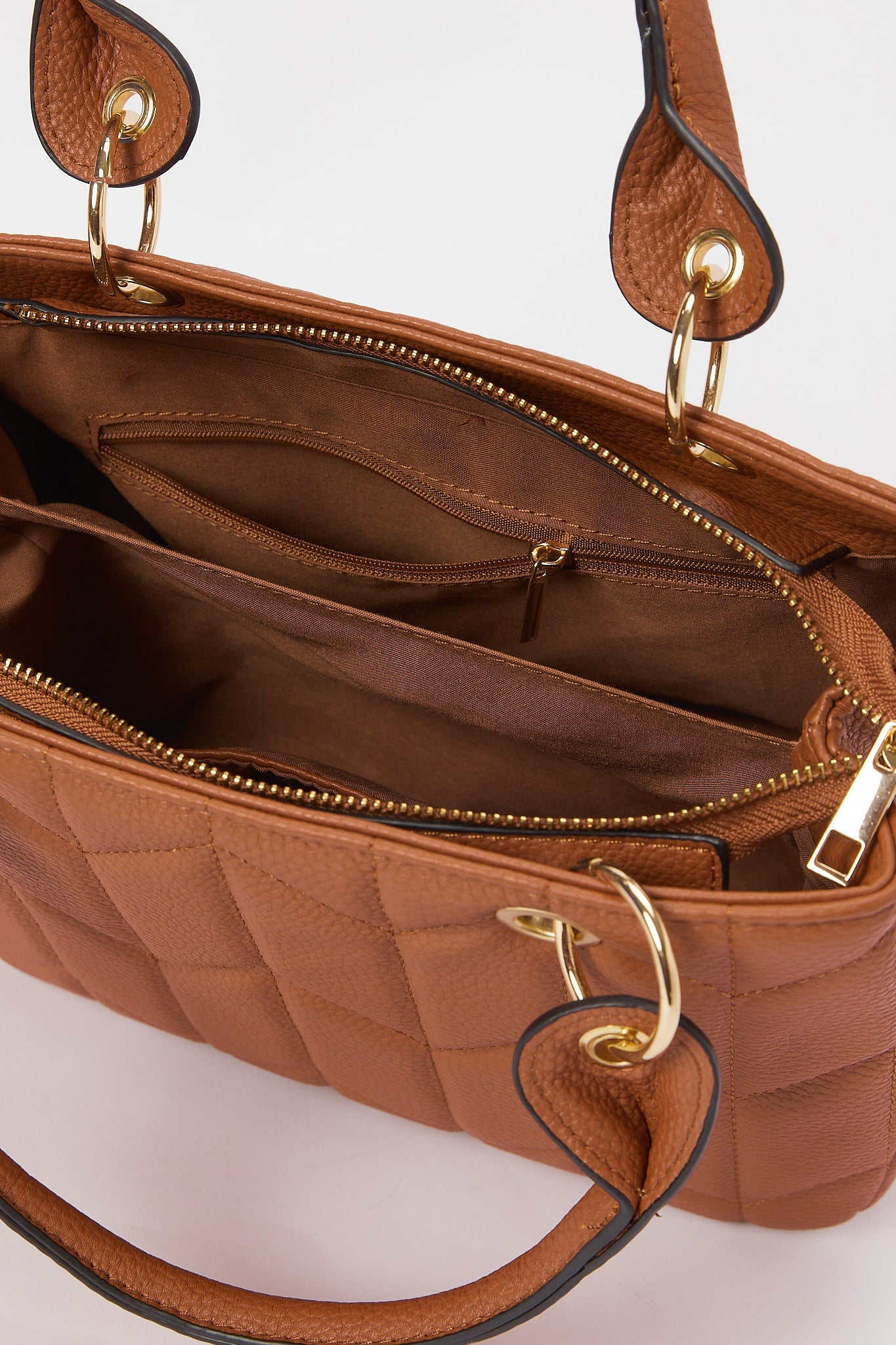 Redtag-Tan-Quilted-Day-Bag-Category:Bags,-Colour:Tan,-Deals:New-In,-Dept:Ladieswear,-Filter:Women's-Accessories,-H1:ACC,-H2:LAD,-H3:LAB,-H4:HBG,-New-In,-New-In-Women-ACC,-Non-Sale,-S23A,-Season:S23B,-Section:Women,-Style:MID-ENTRY,-Women-Bags-Women-