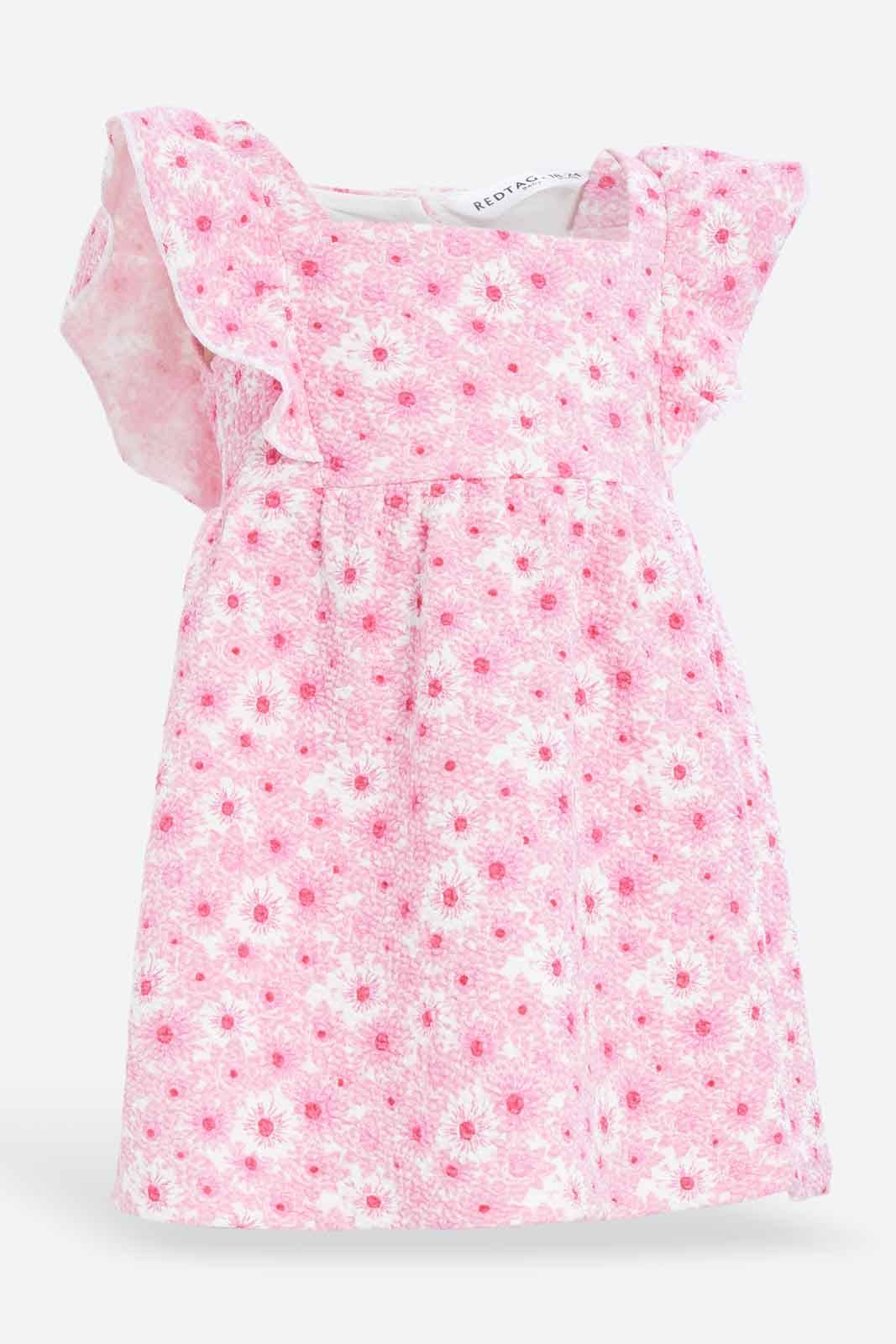 Redtag-Girls-Ivory-Flory-Aop-Flutter-Sleeves-Dress-Category:Dresses,-Colour:Ivory,-Deals:New-In,-Dept:Girls,-Filter:Infant-Girls-(3-to-24-Mths),-ING-Dresses,-New-In-ING-APL,-Non-Sale,-S23B,-Section:Girls-(0-to-14Yrs)-Infant-Girls-3 to 24 Months