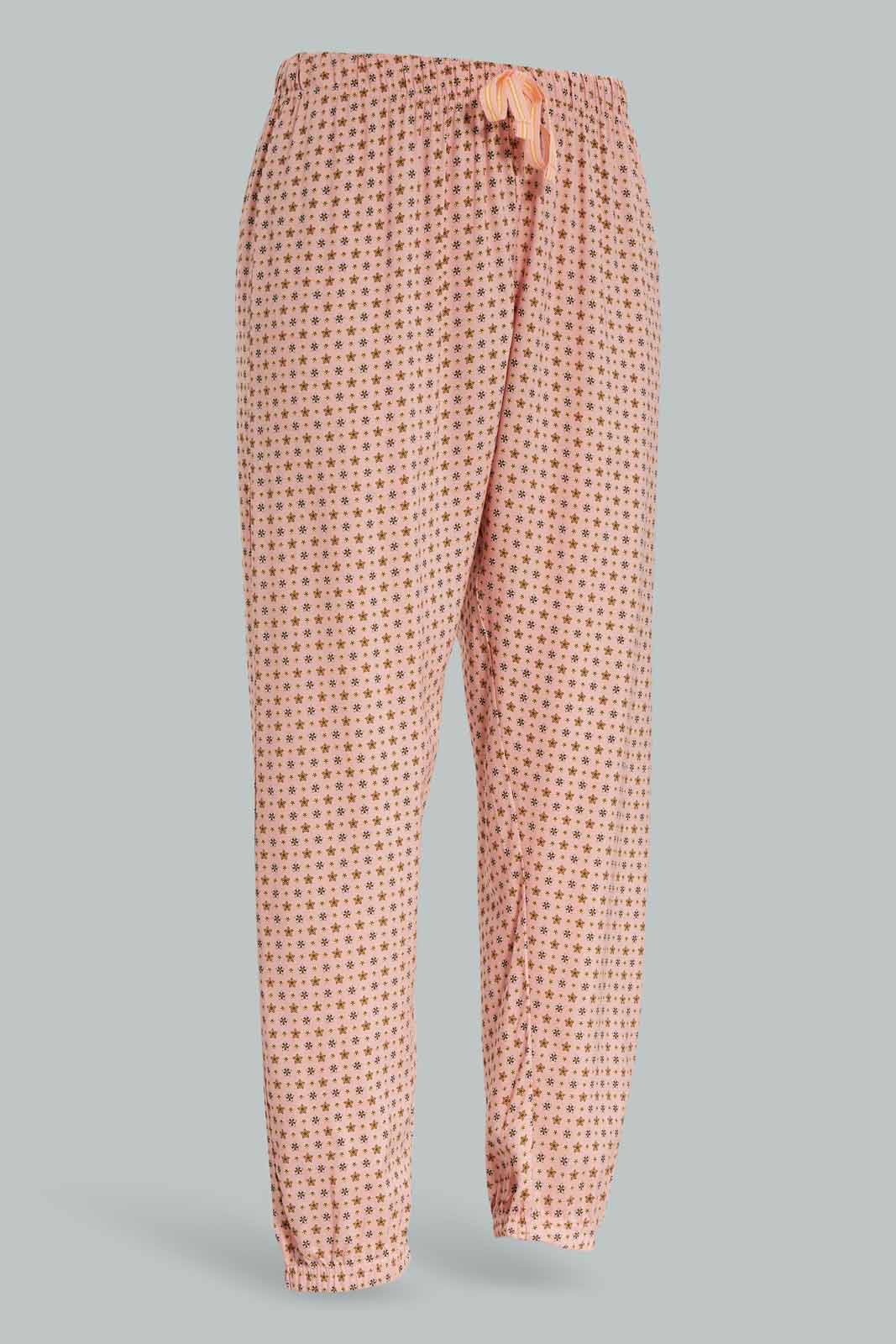 Redtag-Women-Pink-Color-Aop-Pajama-Bottom-Category:Pyjama-Bottoms,-Colour:Apricot,-Deals:New-In,-Dept:Ladieswear,-Filter:Women's-Clothing,-New-In-Women-APL,-Non-Sale,-S23A,-Section:Women,-TBL,-Women-Pyjama-Bottoms--
