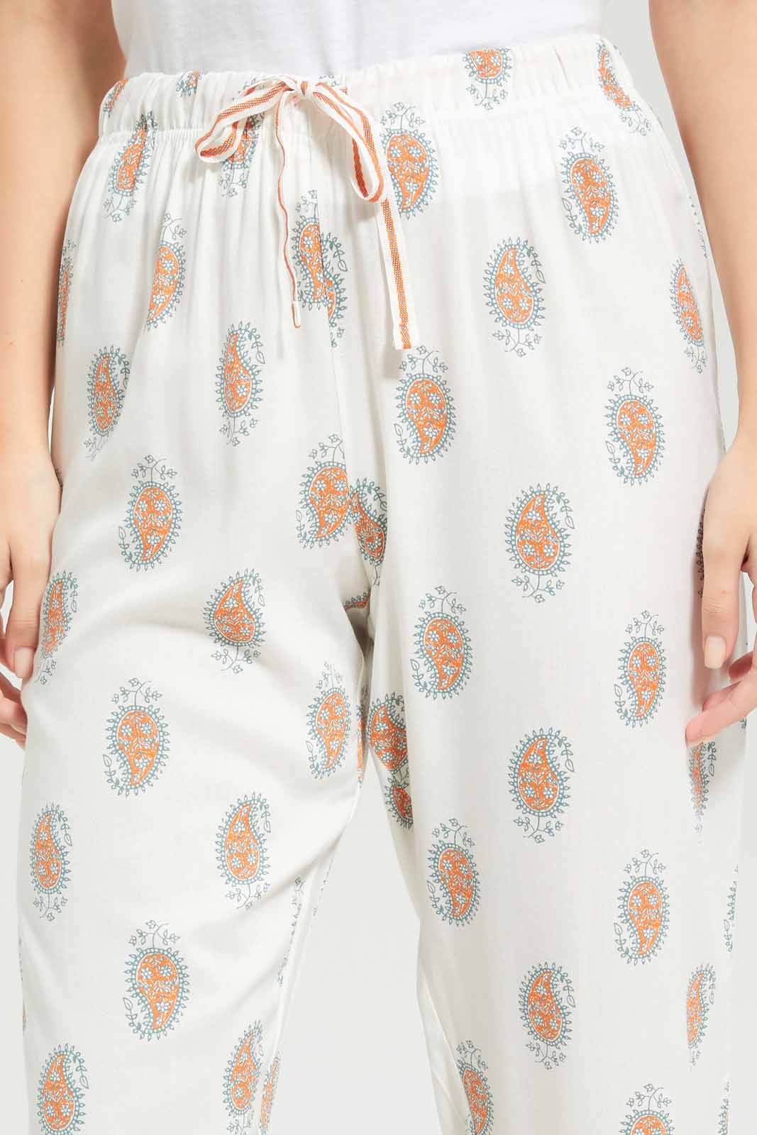 Women White Printed Pyjama Bottom