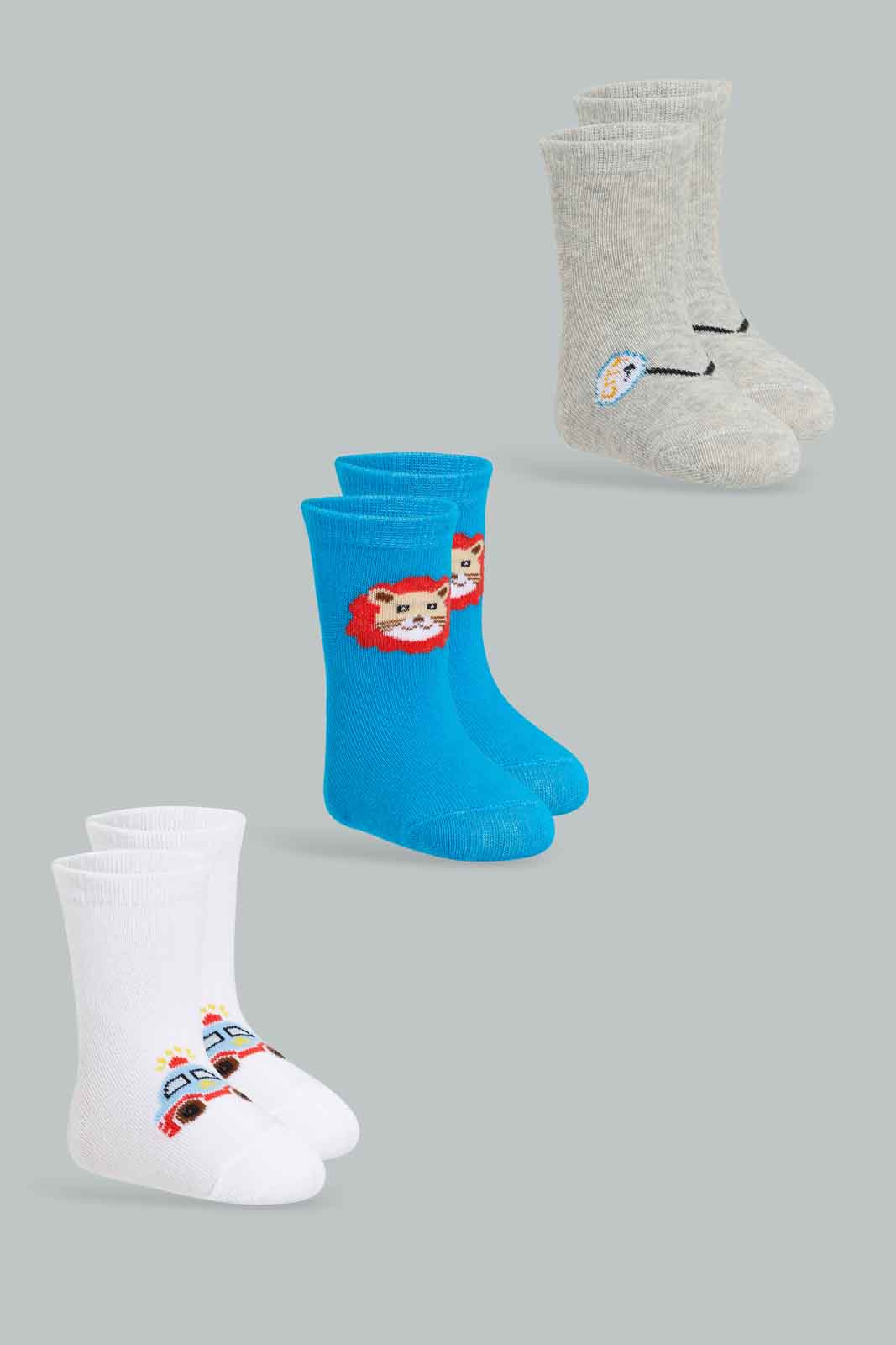 Redtag-Boys-Blue-Pack-Of-3-Assorted---Blue/Grey/Navy-365,-Category:Socks,-Colour:Blue,-Deals:New-In,-Filter:Infant-Boys-(3-to-24-Mths),-INB-Socks,-New-In-INB-APL,-Non-Sale,-Section:Boys-(0-to-14Yrs)-Infant-Boys-3 to 24 Months