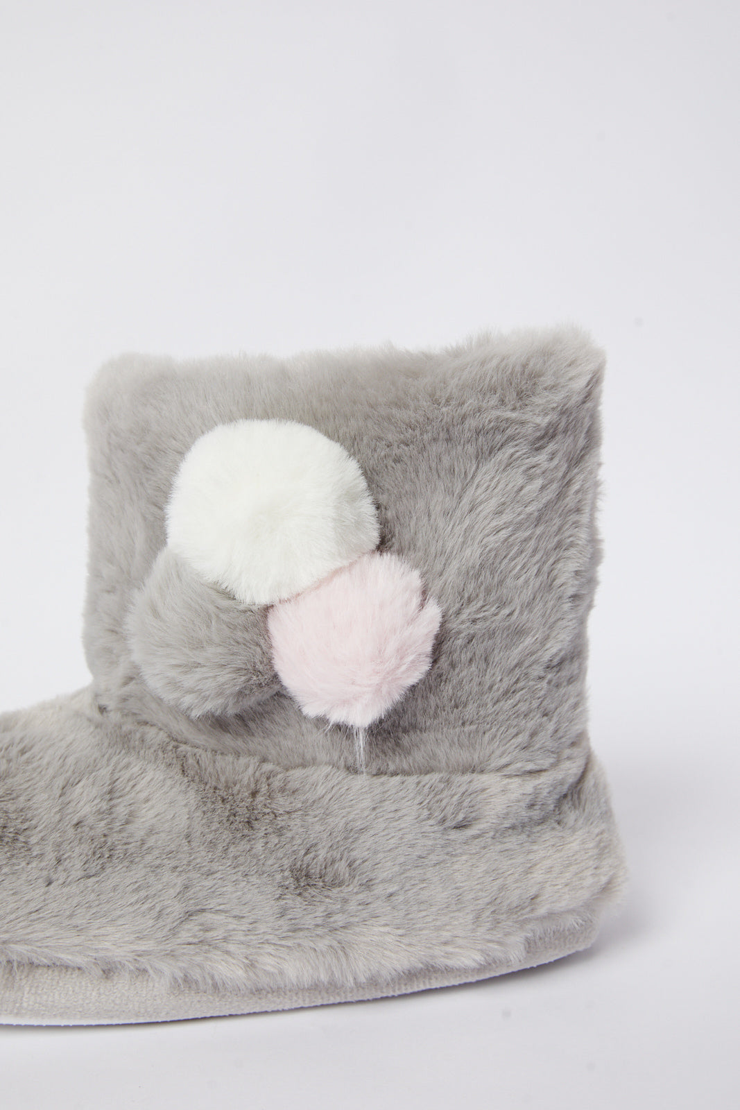 Redtag-Pom-Pom-Booty-Slipper-Category:Slippers,-Colour:Grey,-Deals:New-In,-Filter:Women's-Footwear,-N/A,-New-In-Women-FOO,-Non-Sale,-S23A,-Section:Women,-Women-Slippers-Women's-