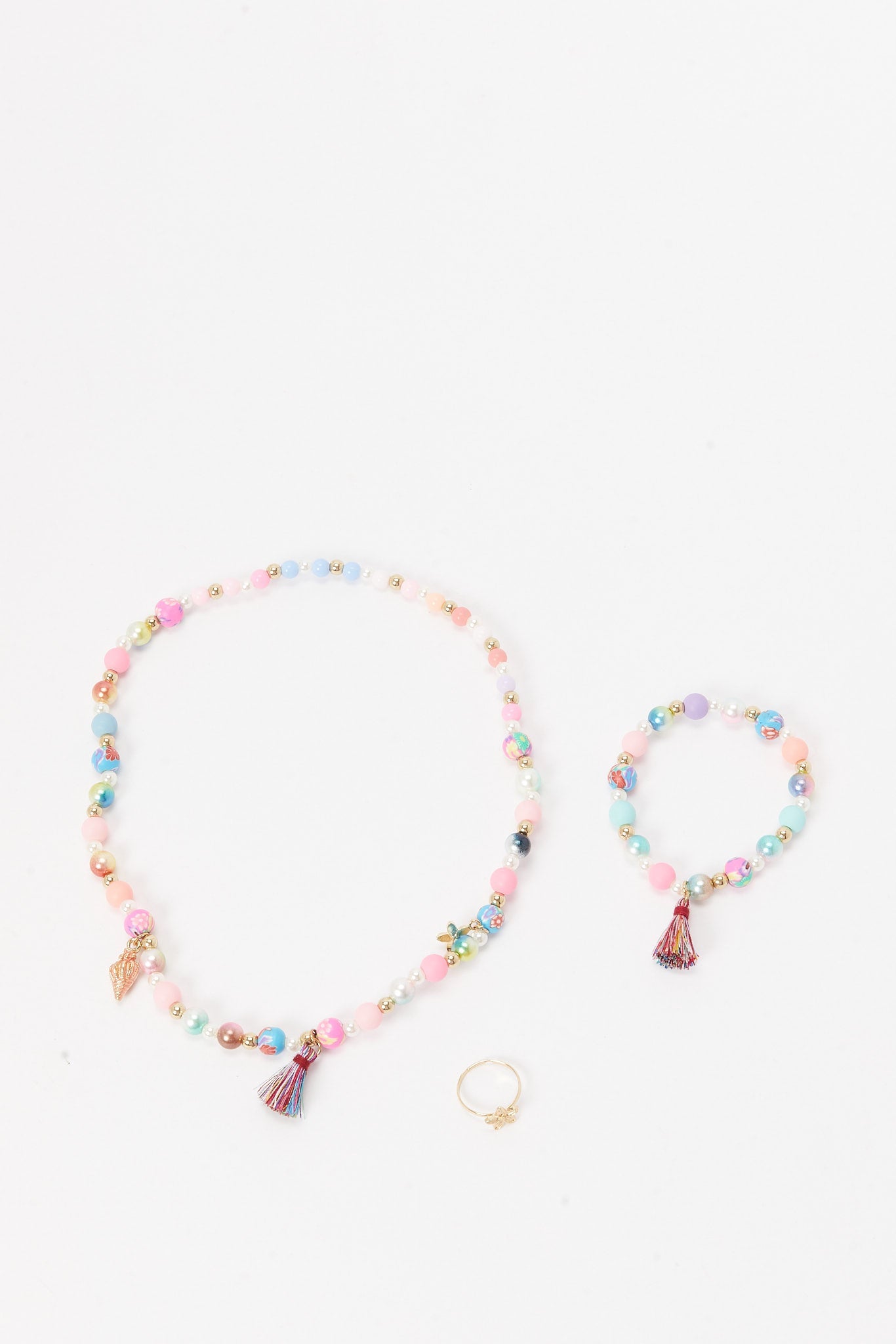 Redtag-S/1-Necklace+S/1-Bracelet+S/1-Ring-Category:Jewellery,-Colour:Assorted,-Deals:New-In,-Dept:Girls,-Filter:Girls-Accessories,-GIR-Jewellery,-H1:ACC,-H2:GIR,-H3:GIA,-H4:JWL,-New-In,-New-In-GIR-ACC,-Non-Sale,-S23A,-Season:S23B,-Section:Girls-(0-to-14Yrs)-Girls-