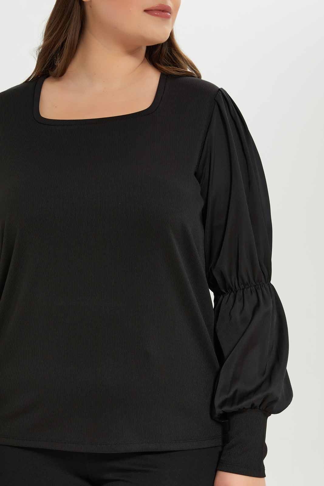 Redtag-Women-Satin-Sleeve-Blouse-Category:Blouses,-Colour:Black,-Deals:New-In,-Dept:Ladieswear,-Filter:Plus-Size,-LDP-Blouses,-New-In-LDP-APL,-Non-Sale,-S23A,-Section:Women-Women's-