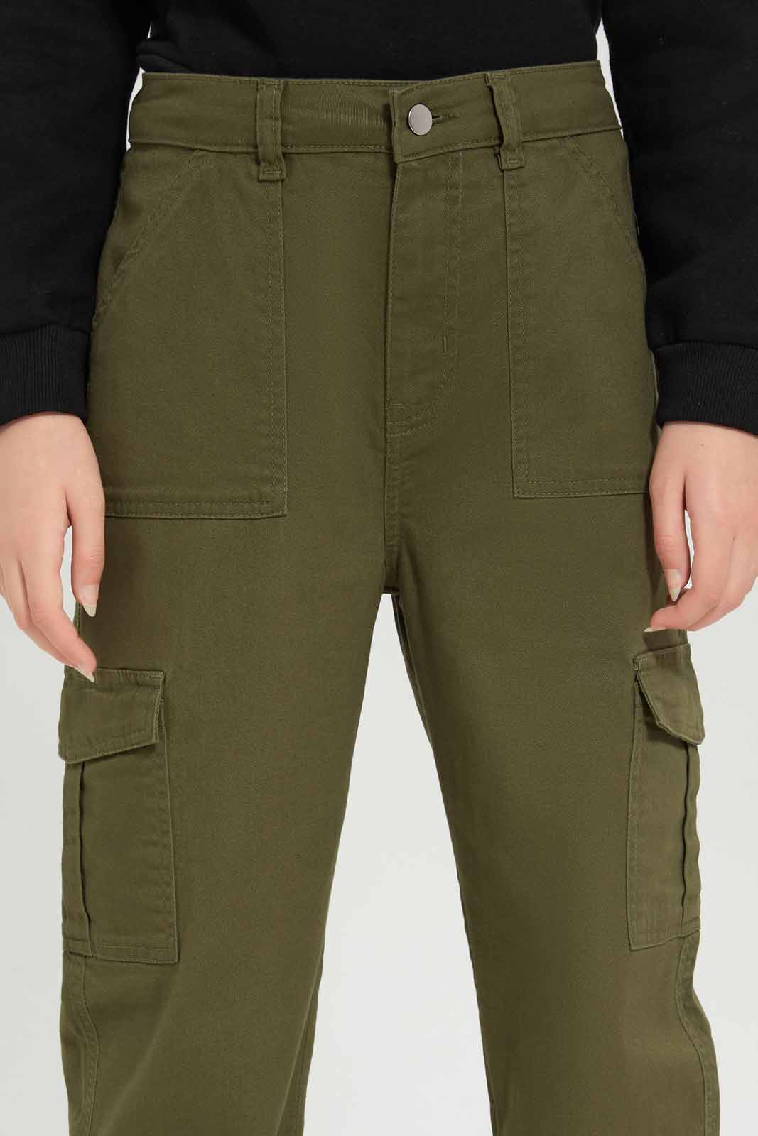 Redtag-Girls-Sage-Cargo-Pocket-Jeans-Category:Jeans,-Colour:Green,-Deals:New-In,-Dept:Girls,-Filter:Senior-Girls-(8-to-14-Yrs),-GSR-Jeans,-New-In-GSR-APL,-Non-Sale,-S23A,-Section:Girls-(0-to-14Yrs)-Senior-Girls-