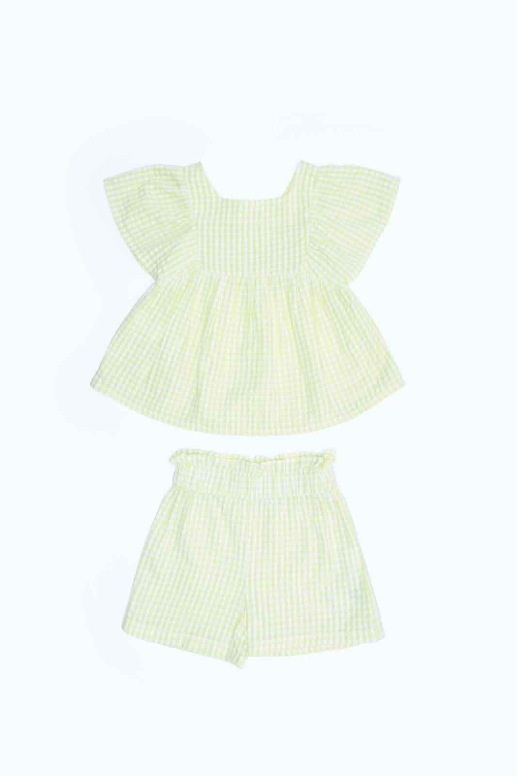 Redtag-Girls-Yellow-Checkered-Top-With-Short-Category:Sets,-Colour:Yellow,-Deals:2-FOR-89,-Deals:New-In,-Dept:Girls,-Filter:Infant-Girls-(3-to-24-Mths),-ING-Sets,-MQN,-New-In-ING-APL,-Non-Sale,-S23B,-Section:Girls-(0-to-14Yrs)-Infant-Girls-3 to 24 Months