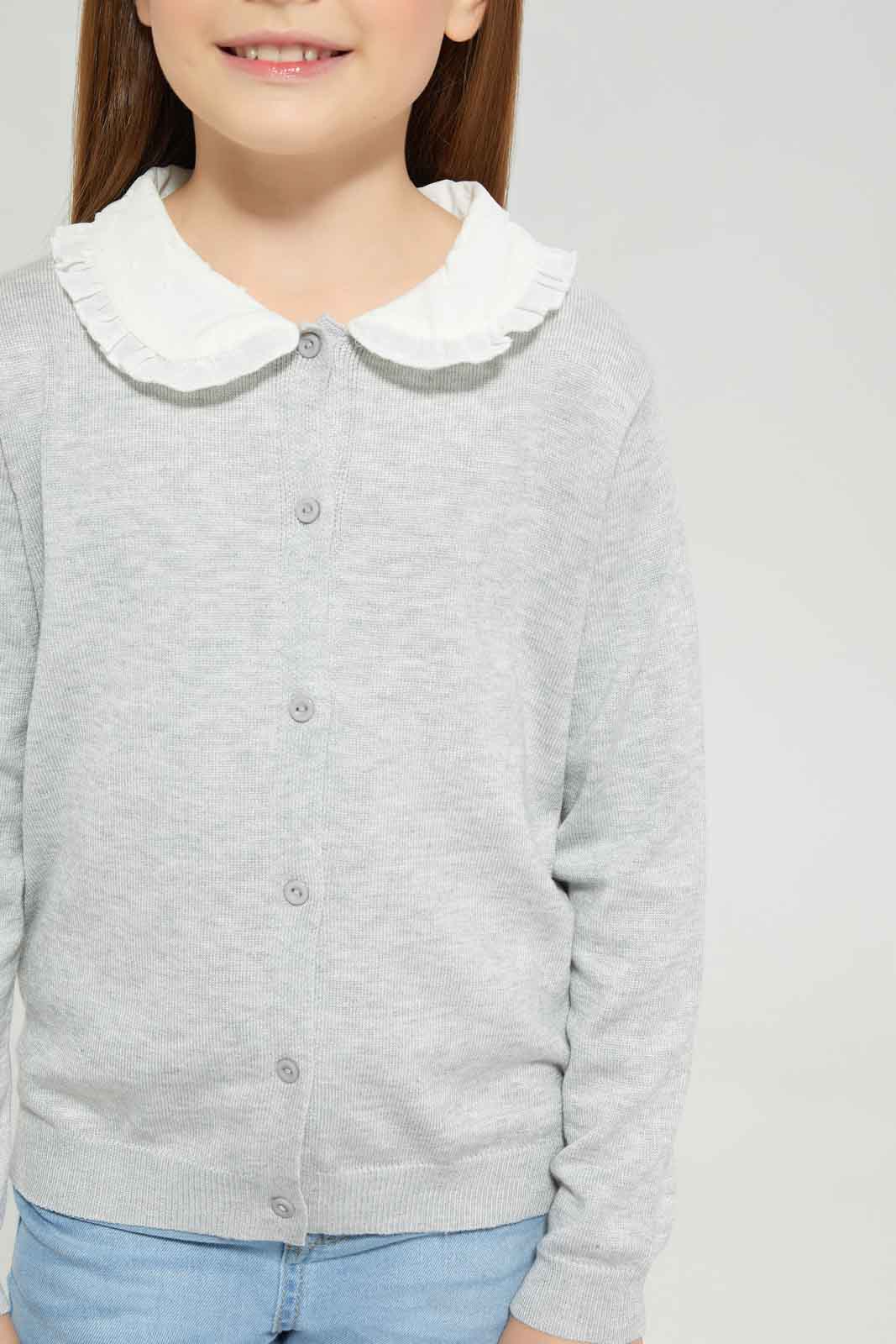 Redtag-Girls-Grey-Cardigan-Category:Cardigans,-Colour:Grey,-Deals:New-In,-Dept:Girls,-Filter:Girls-(2-to-8-Yrs),-GIR-Cardigans,-New-In-GIR-APL,-Non-Sale,-S23A,-Section:Girls-(0-to-14Yrs)-Girls-2 to 8 Years