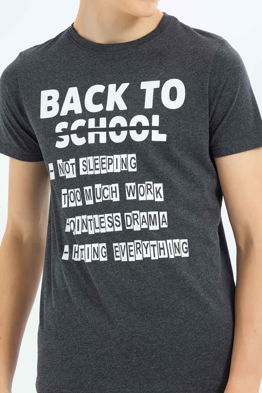 Redtag-Boys-Charcoal-Back-To-School-Graphic-Tee-BSR-T-Shirts,-Category:T-Shirts,-Colour:Green,-Deals:New-In,-Dept:Boys,-Filter:Senior-Boys-(8-to-14-Yrs),-New-In-BSR-APL,-Non-Sale,-S23B,-Section:Boys-(0-to-14Yrs),-TBL-Senior-Boys-9 to 14 Years