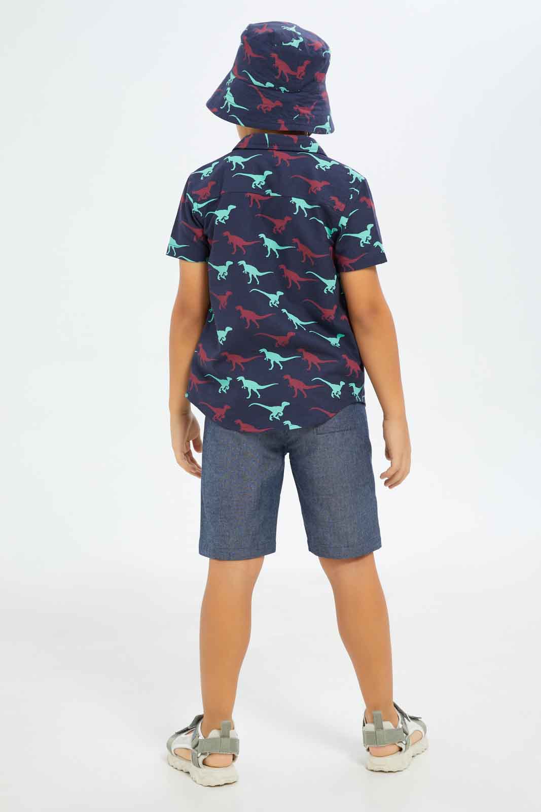 Redtag-Boys-Olive-Dino-Print-4-Piece-Set-BOY-Sets,-Category:Sets,-Colour:Olive,-Deals:New-In,-Dept:Boys,-Filter:Boys-(2-to-8-Yrs),-New-In-BOY-APL,-Non-Sale,-S23B,-Section:Boys-(0-to-14Yrs)-Boys-2 to 8 Years