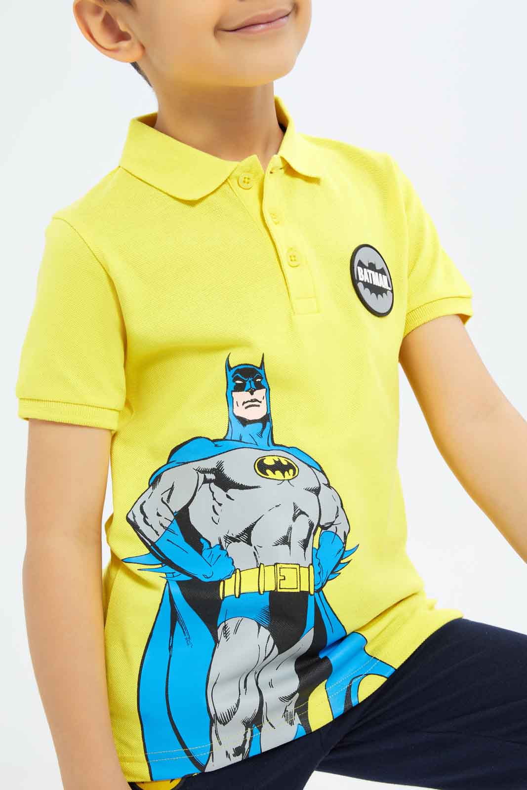 Redtag-Boys-Yellow-Batman-Polo-Shirt-BOY-Polo-T-Shirts,-Category:Polo-T-Shirts,-CHA,-Colour:Yellow,-Deals:New-In,-Dept:Boys,-Filter:Boys-(2-to-8-Yrs),-New-In-BOY-APL,-Non-Sale,-S23B,-Section:Boys-(0-to-14Yrs),-TBL-Boys-2 to 8 Years