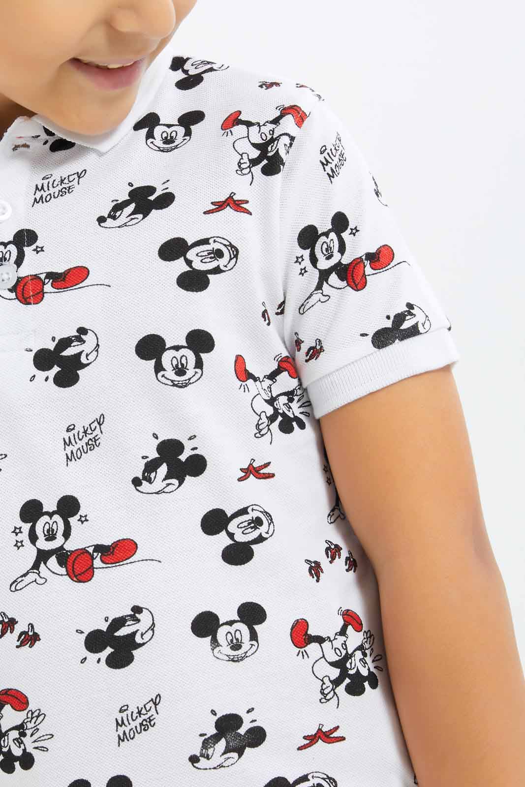 Redtag-Boys-White-Micky-Mouse-Polo-Shirt-BOY-Polo-T-Shirts,-Category:Polo-T-Shirts,-CHA,-Colour:White,-Deals:New-In,-Dept:Boys,-Filter:Boys-(2-to-8-Yrs),-New-In-BOY-APL,-Non-Sale,-S23B,-Section:Boys-(0-to-14Yrs),-TBL-Boys-2 to 8 Years