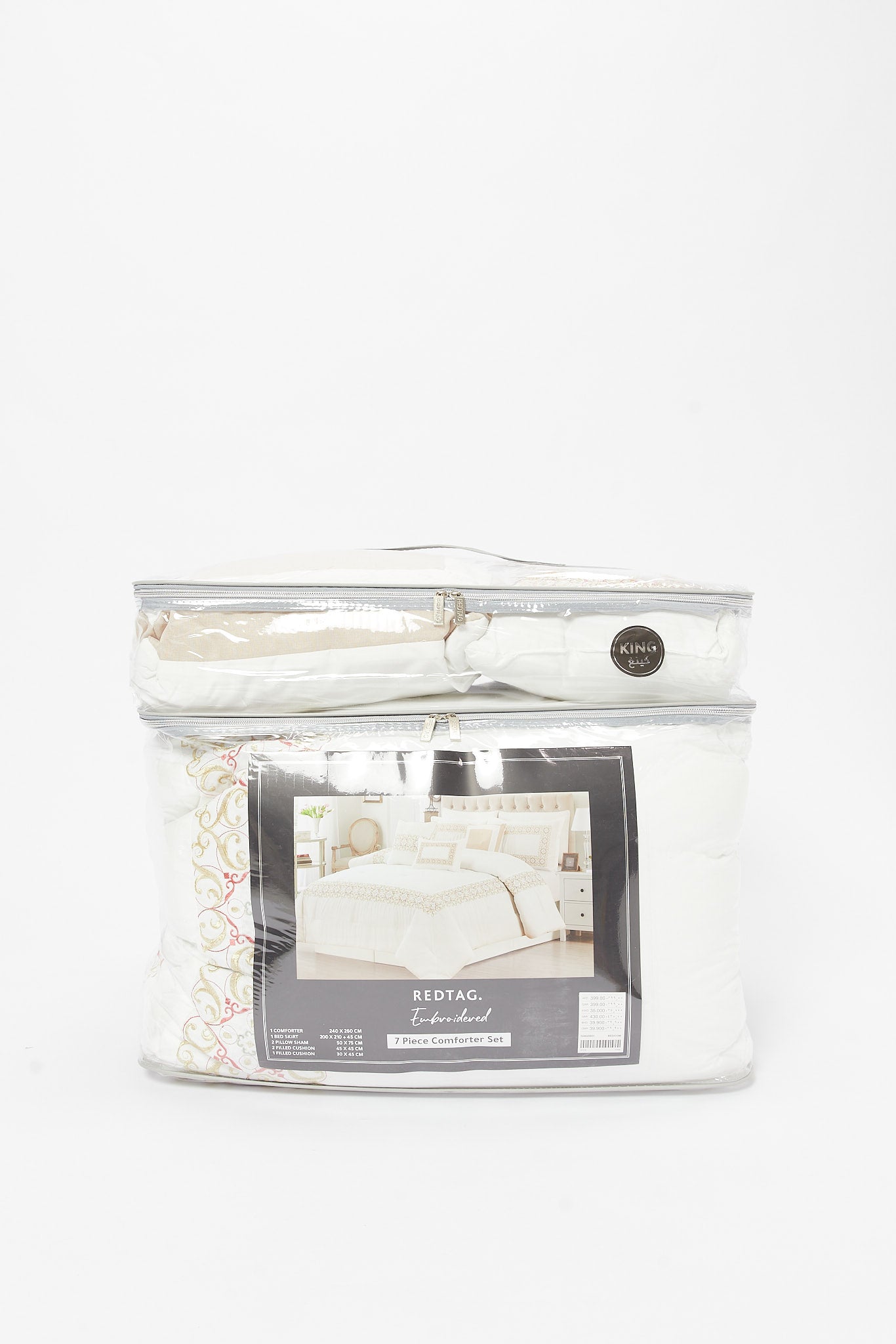 Redtag-Ivory-7-Pcs-Embroidery-Comforter-Set-(King-Size)-Category:Comforters,-Colour:Ivory,-Deals:New-In,-Dept:Home,-Filter:Home-Bedroom,-HMW-BED-Comforters,-New-In-HMW-BED,-Non-Sale,-S23B,-Section:Homewares-Home-Bedroom-
