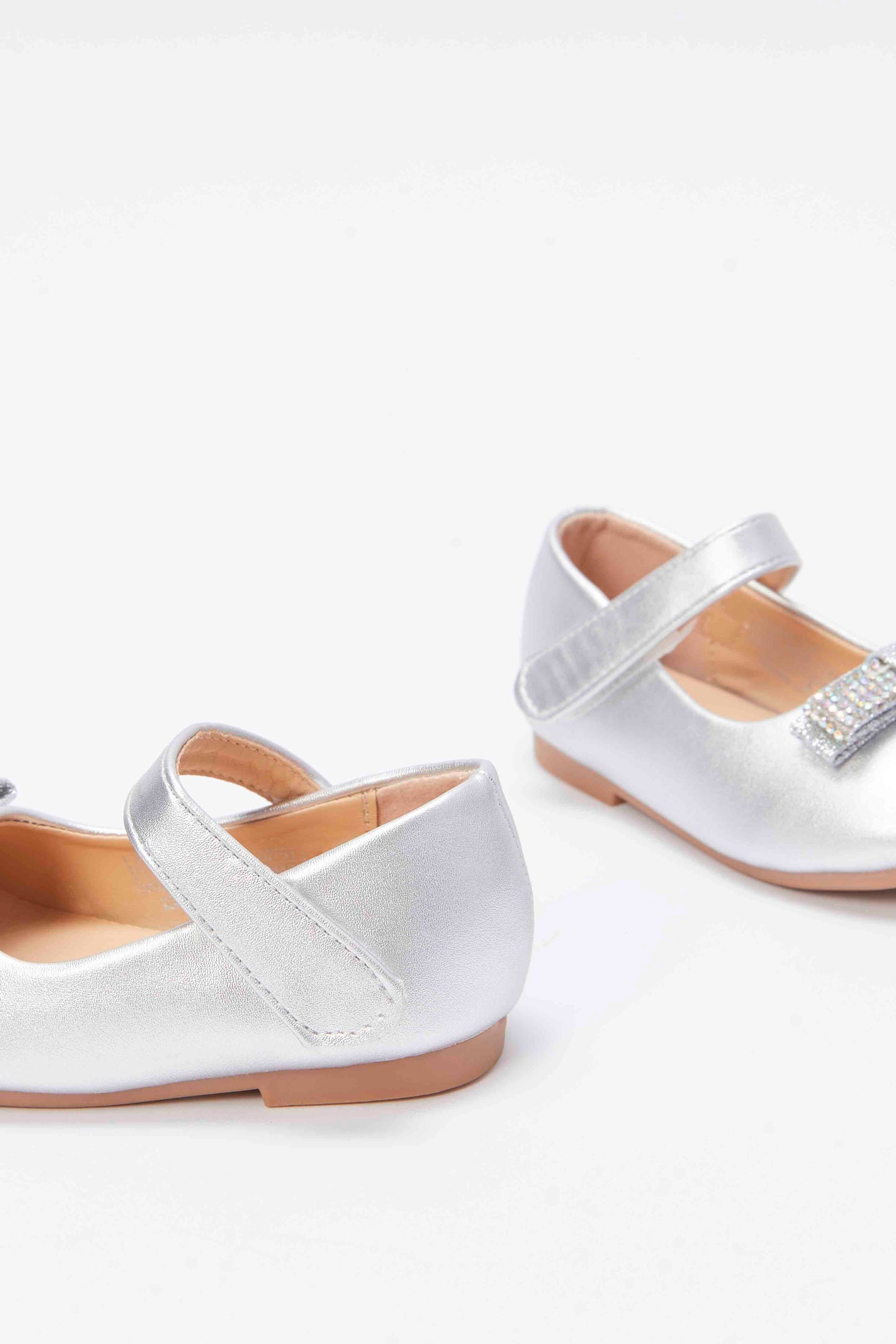 Redtag-Silver-Bow-Trim-Ballerina-Category:Shoes,-Colour:Silver,-Deals:New-In,-Filter:Girls-Footwear-(1-to-3-Yrs),-ING-Shoes,-New-In-ING-FOO,-Non-Sale,-RMD,-S23B,-Section:Girls-(0-to-14Yrs)-Infant-Girls-1 to 3 Years