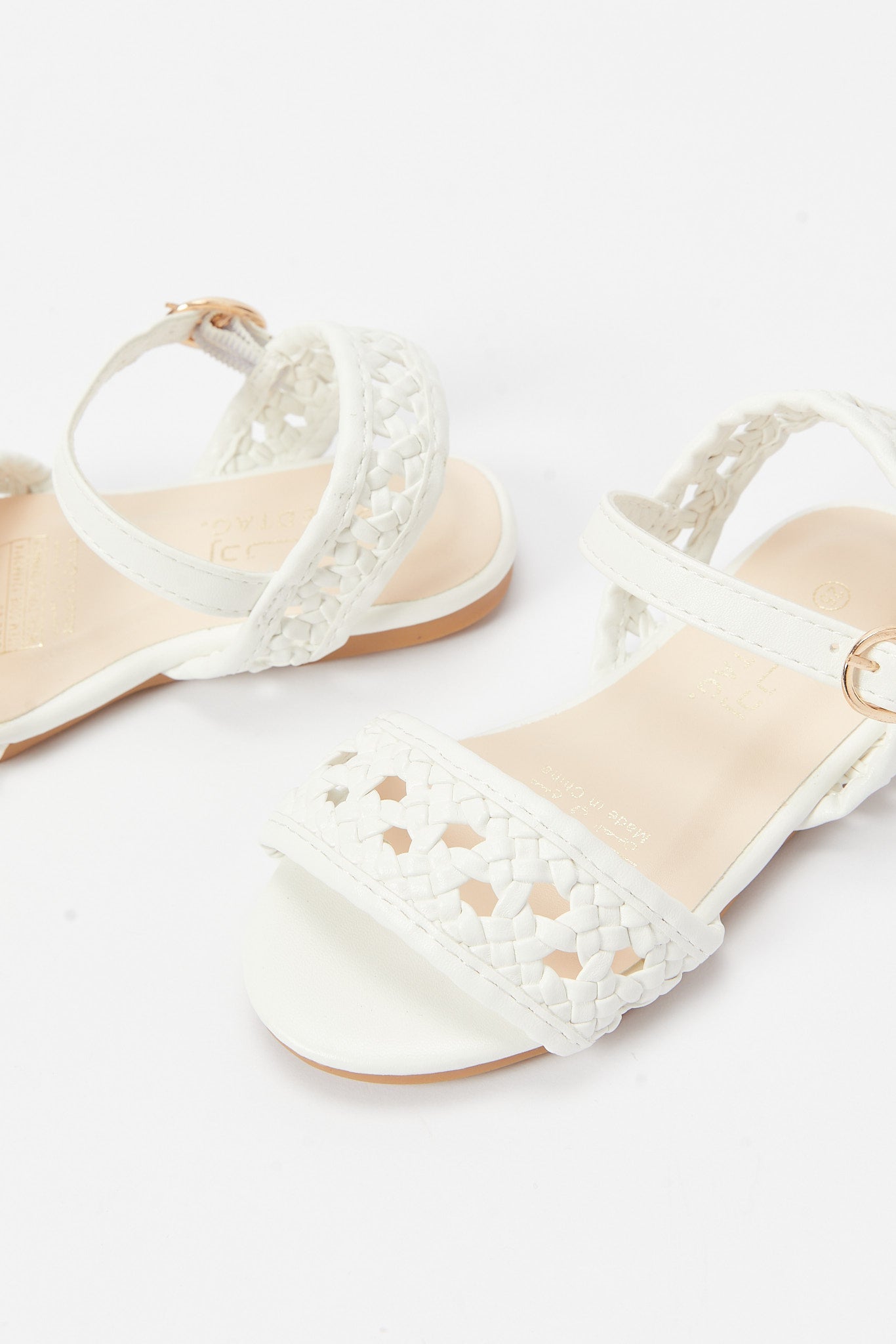 Redtag-White-Braided-Strap-Sandal(Repeat)-Category:Shoes,-Colour:White,-Deals:New-In,-Filter:Girls-Footwear-(3-to-5-Yrs),-GIR-Sandals,-N/A,-New-In-GIR-FOO,-Non-Sale,-S23B,-Section:Girls-(0-to-14Yrs)-Girls-3 to 5 Years