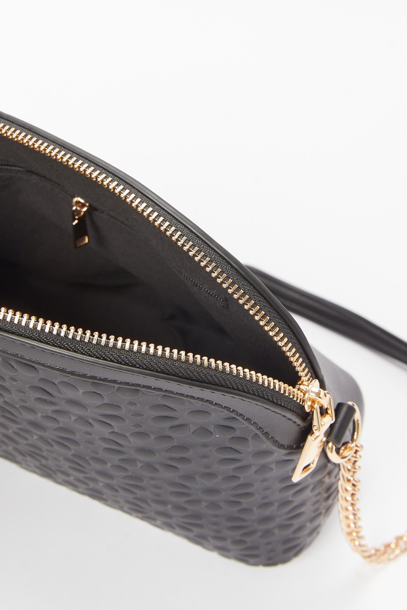 Redtag-Black-Floral-Embossed-Crossbody-Bag-Category:Bags,-Colour:Black,-Filter:Women's-Accessories,-New-In,-New-In-Women-ACC,-Non-Sale,-S23A,-Section:Women,-Women-Bags-Women-
