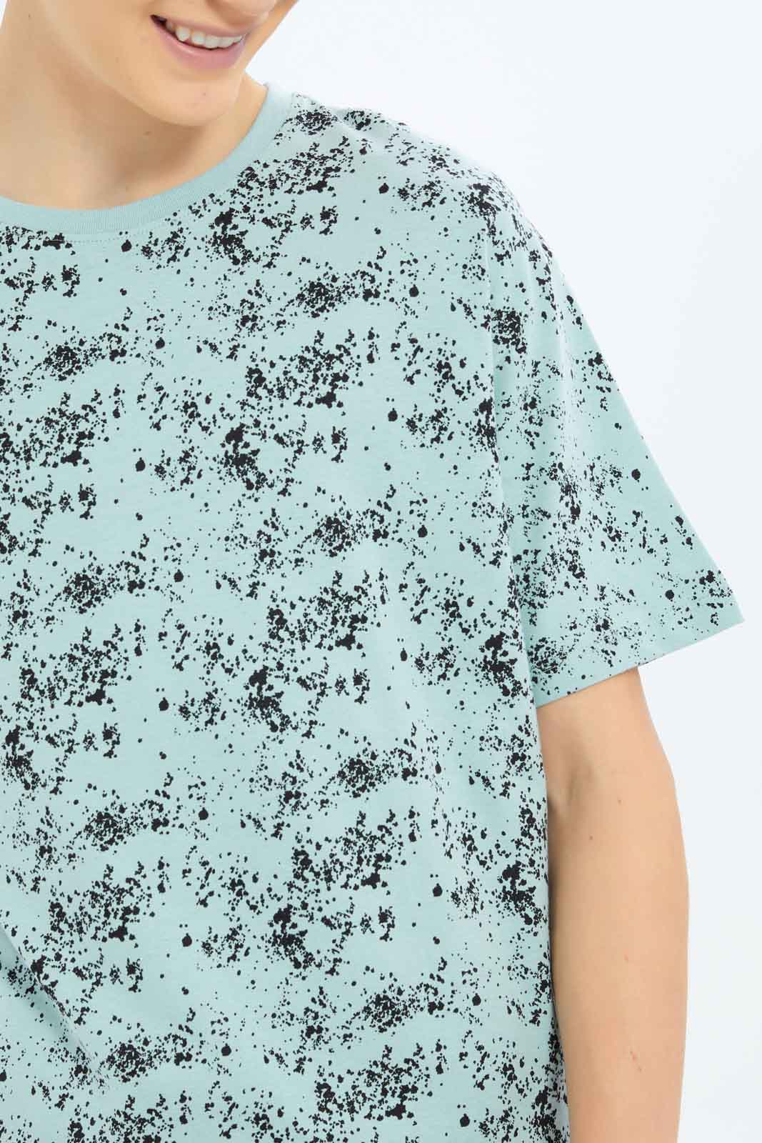 Redtag-Boys-Mint-Splatter-Print-Oversize-Tee-BSR-T-Shirts,-Category:T-Shirts,-Colour:Mint,-Deals:New-In,-Dept:Boys,-Filter:Senior-Boys-(8-to-14-Yrs),-New-In-BSR-APL,-Non-Sale,-S23B,-Section:Boys-(0-to-14Yrs),-VLM-Senior-Boys-9 to 14 Years