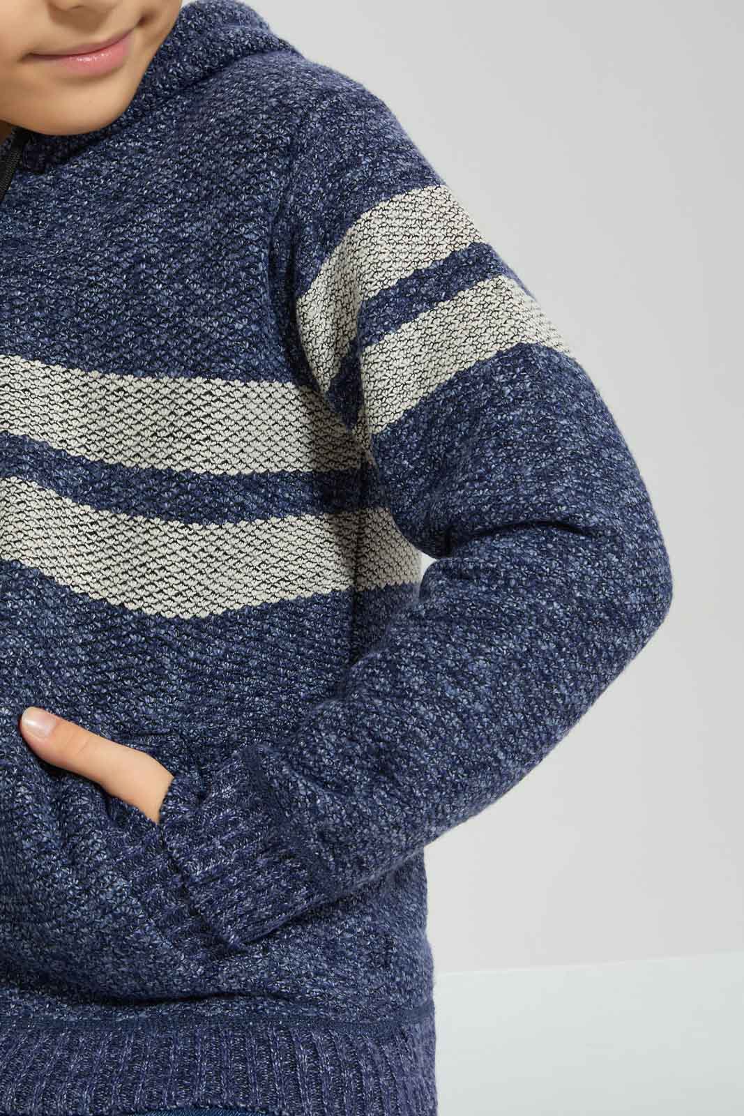 Redtag-Boys-Navy-Stripe-Hooded-Fur-Lined-Zip-Through-Cardigan-BOY-Cardigans,-Category:Cardigans,-Colour:Navy,-Deals:New-In,-Dept:Boys,-Filter:Boys-(2-to-8-Yrs),-New-In-BOY-APL,-Non-Sale,-S23A,-Section:Boys-(0-to-14Yrs)-Boys-2 to 8 Years