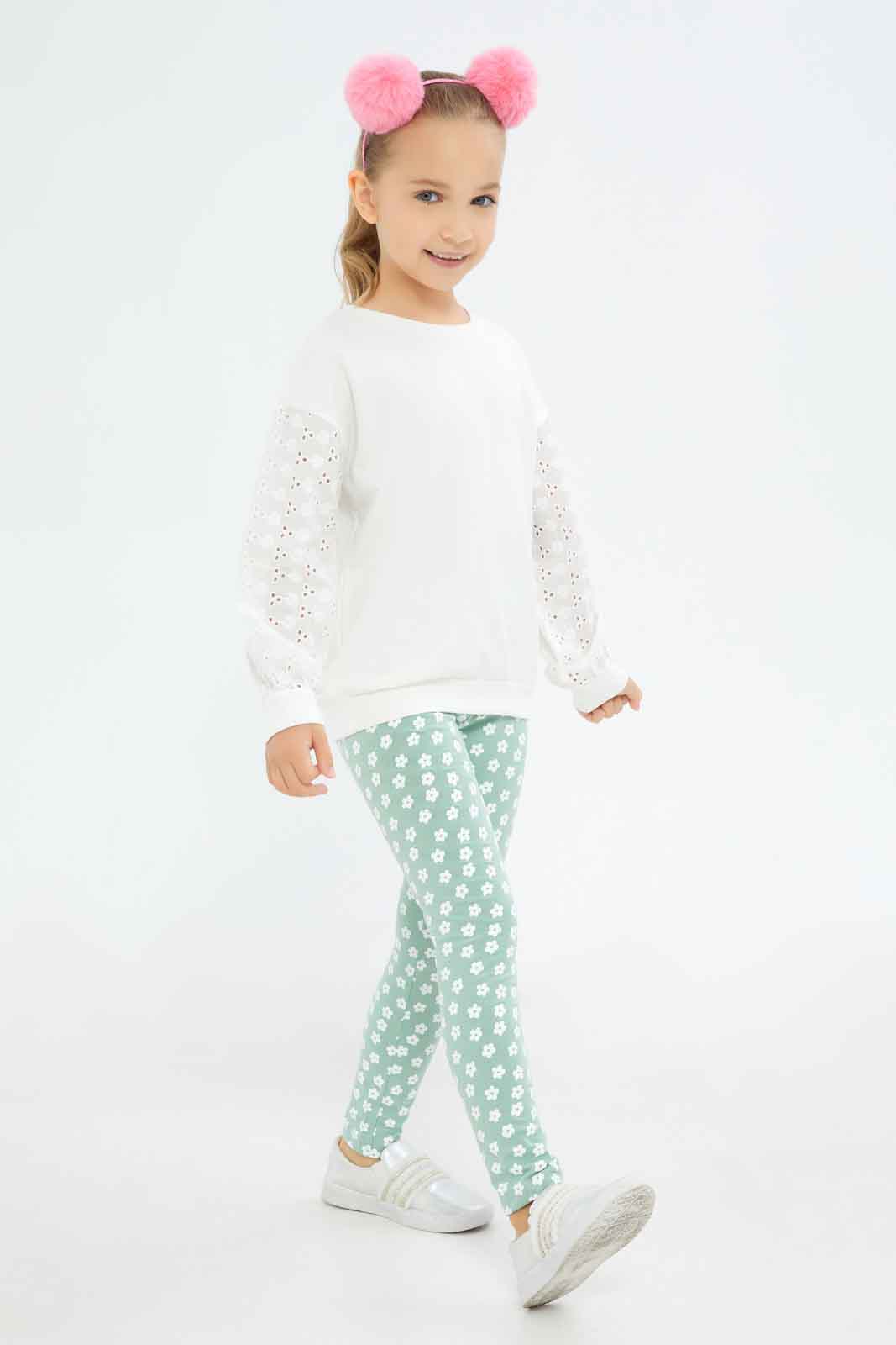 Redtag-Girls-Cream-Terry-Top-With-Printed-Legging-Category:Sets,-Colour:Cream,-Deals:New-In,-Dept:Girls,-Filter:Girls-(2-to-8-Yrs),-GIR-Sets,-New-In-GIR-APL,-Non-Sale,-S23A,-Section:Girls-(0-to-14Yrs)-Girls-2 to 8 Years