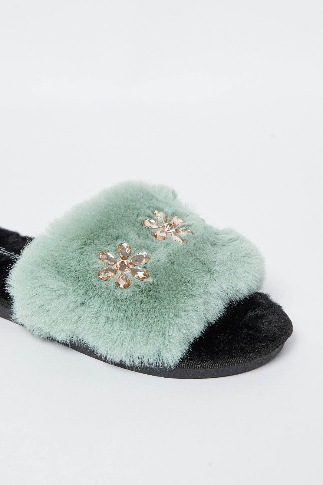 Redtag-Green-Embellished-Slipper-Category:Shoes,-Colour:Green,-Deals:New-In,-Filter:Women's-Footwear,-N/A,-New-In-Women-FOO,-Non-Sale,-S23A,-Section:Women,-Women-Slippers-Women's-