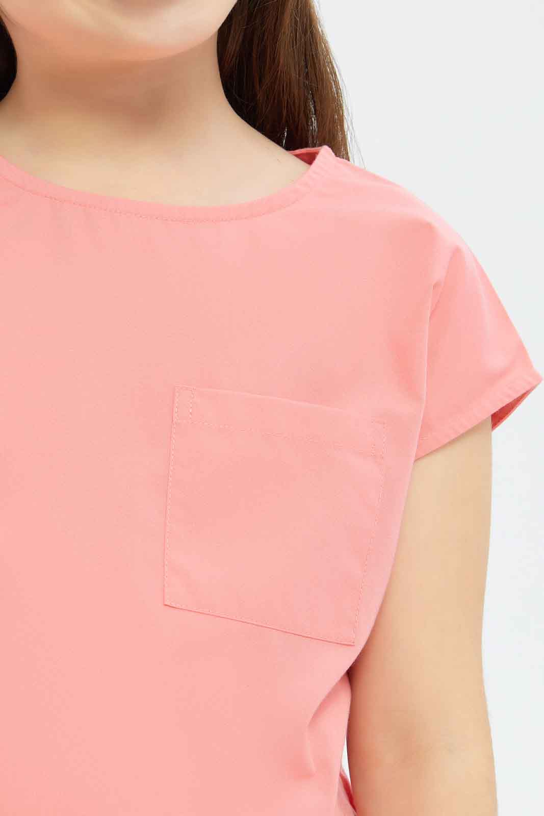 Redtag-Girls-Ss-Elasticated-Co-Ord-Blouse-Coral-Category:Blouses,-Colour:Apricot,-Deals:New-In,-Dept:Girls,-Filter:Girls-(2-to-8-Yrs),-GIR-Blouses,-New-In-GIR-APL,-Non-Sale,-S23B,-Section:Girls-(0-to-14Yrs)-Girls-2 to 8 Years