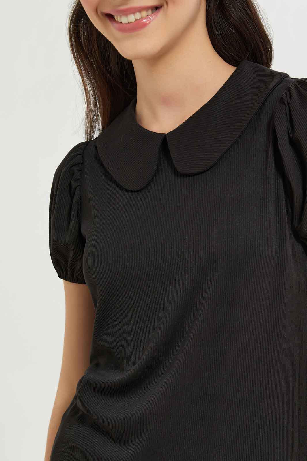 Redtag-Girls-Black-Peter-Pan-Collar-Blouse-Category:Blouses,-Colour:Black,-Deals:New-In,-Dept:Girls,-Filter:Senior-Girls-(8-to-14-Yrs),-GSR-Blouses,-New-In-GSR-APL,-Non-Sale,-S23B,-Section:Girls-(0-to-14Yrs),-VLM-Senior-Girls-9 to 14 Years